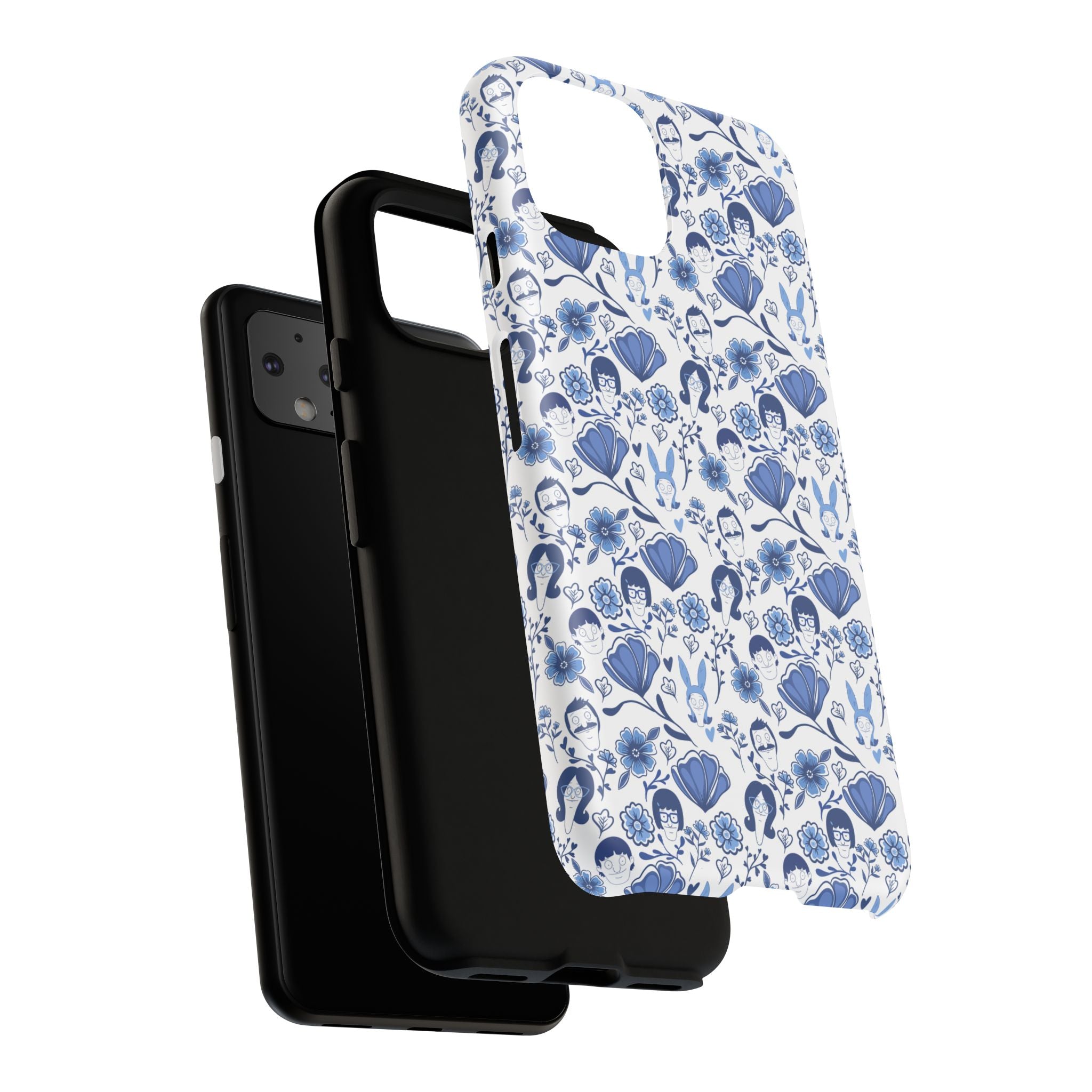 Bob's Burgers Inspired Blue Fine China Floral Tough Phone Case for iPhone, Google, and Samsung