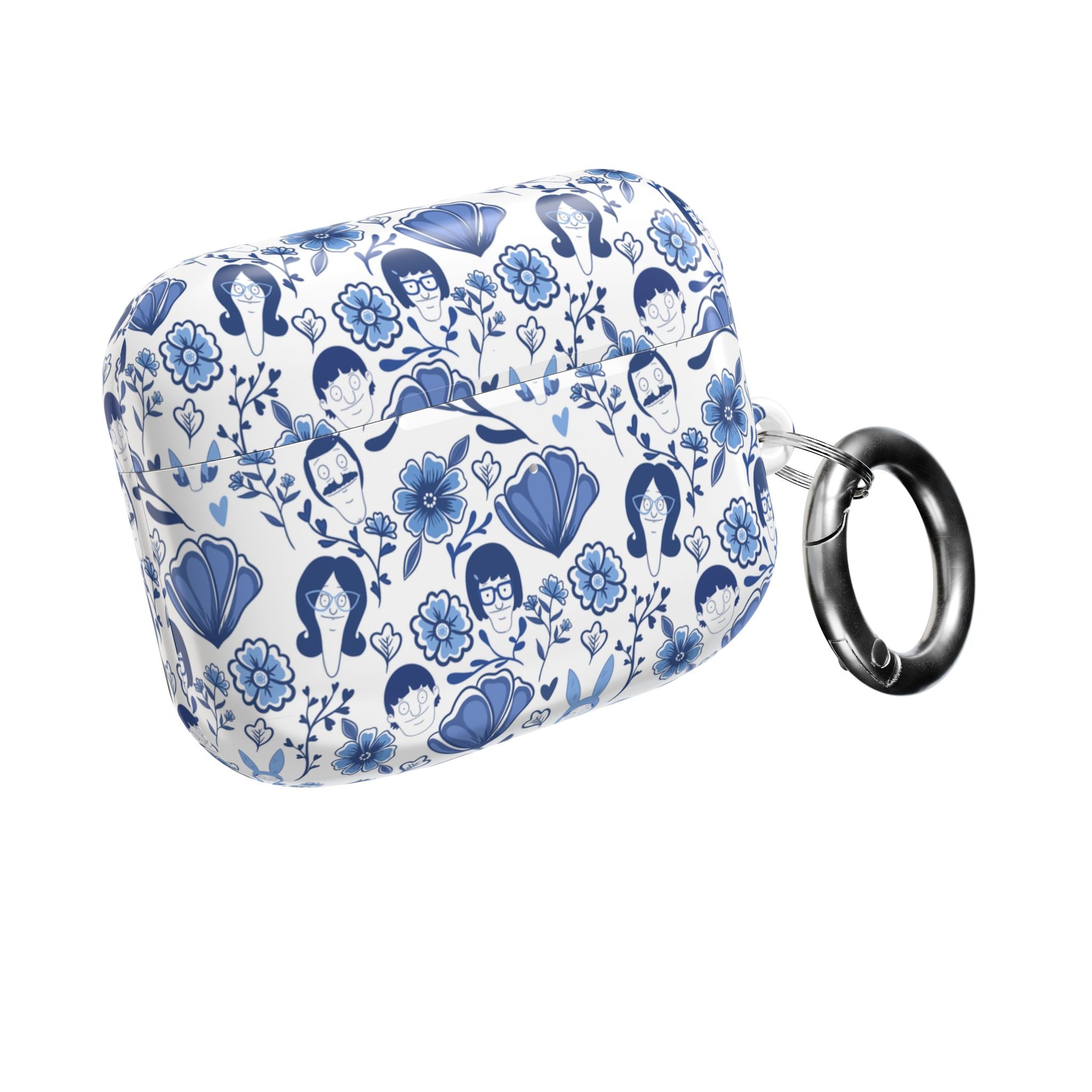 Bobs Burgers Inspired Floral AirPod Cases, Cute Earbud Holder, Blue Flower Protective Cover, Gift for Music Lovers, Trendy Tech Accessory