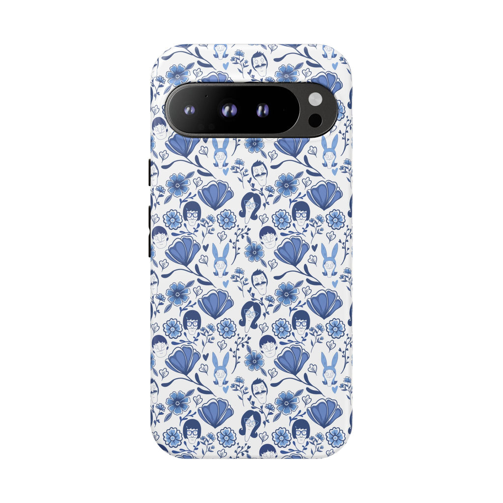 Bob's Burgers Inspired Blue Fine China Floral Tough Phone Case for iPhone, Google, and Samsung