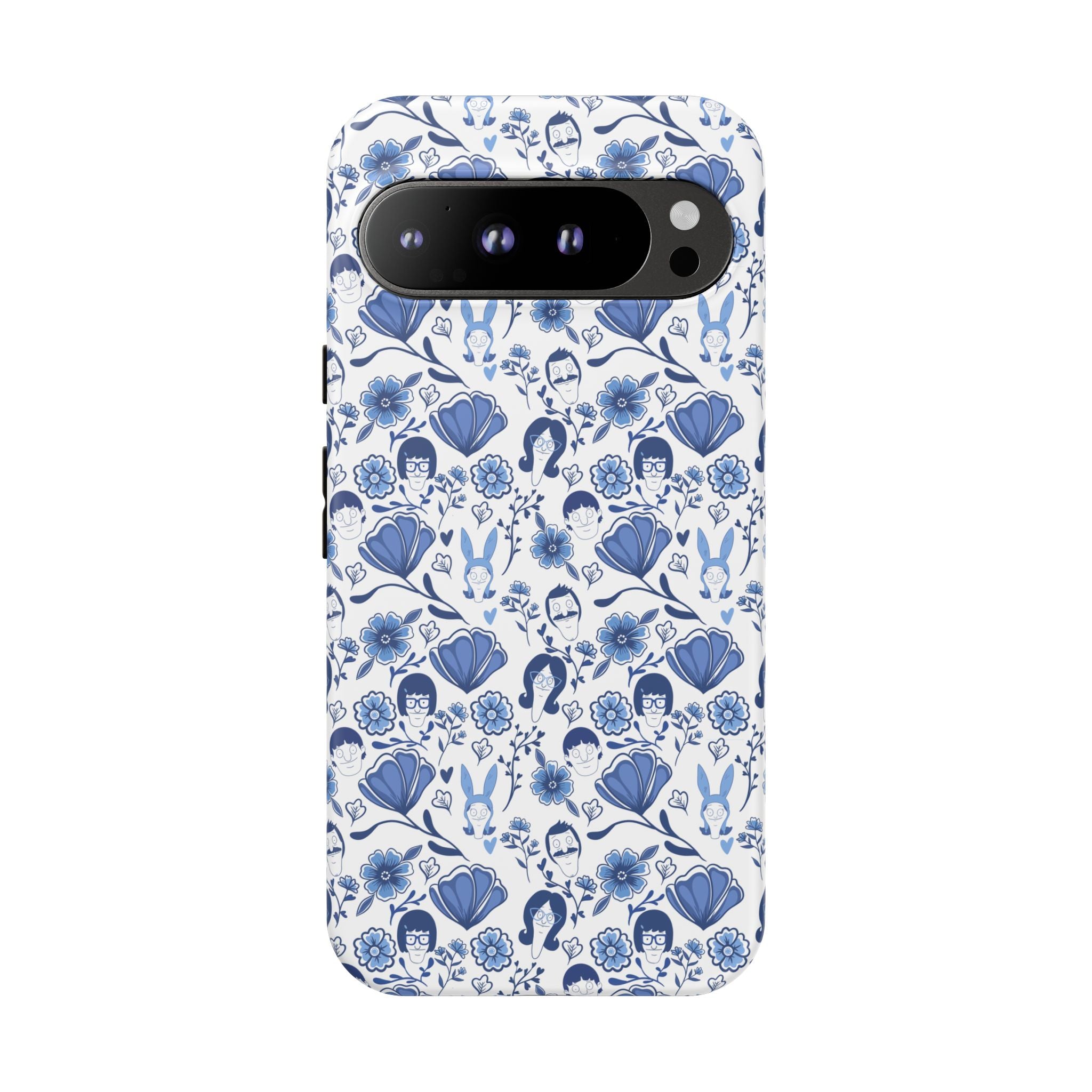 Bob's Burgers Inspired Blue Fine China Floral Tough Phone Case for iPhone, Google, and Samsung