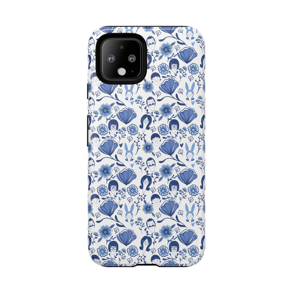Bob's Burgers Inspired Blue Fine China Floral Tough Phone Case for iPhone, Google, and Samsung