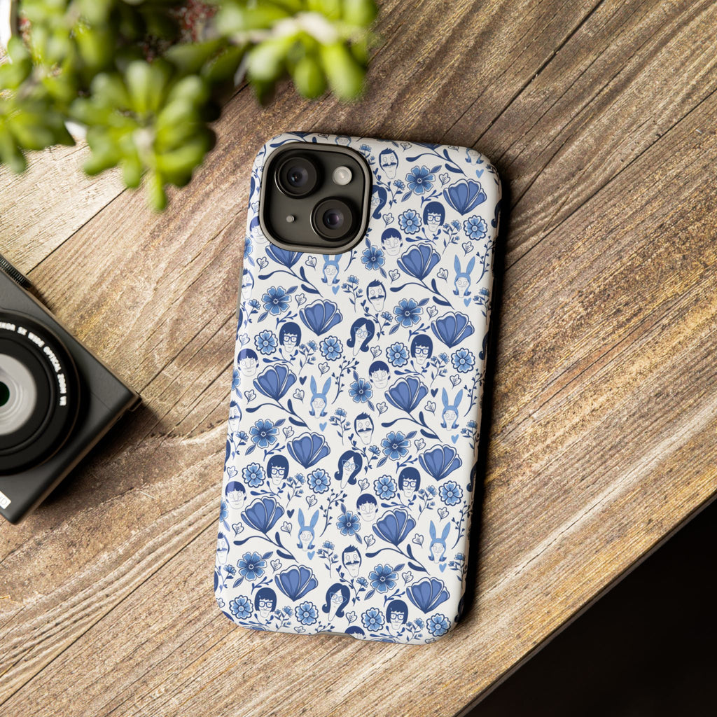 Bob's Burgers Inspired Blue Fine China Floral Tough Phone Case for iPhone, Google, and Samsung