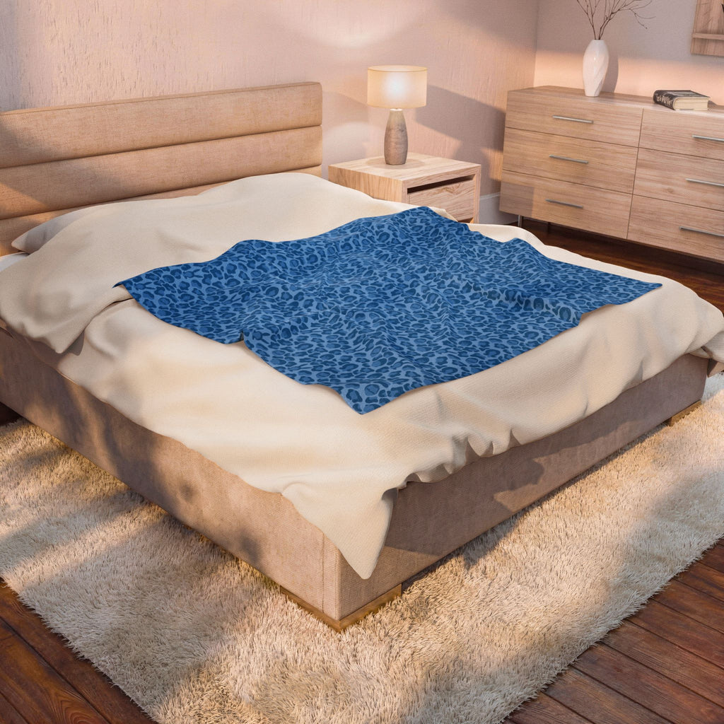 Blue Leopard Print Belchers Plush Blanket