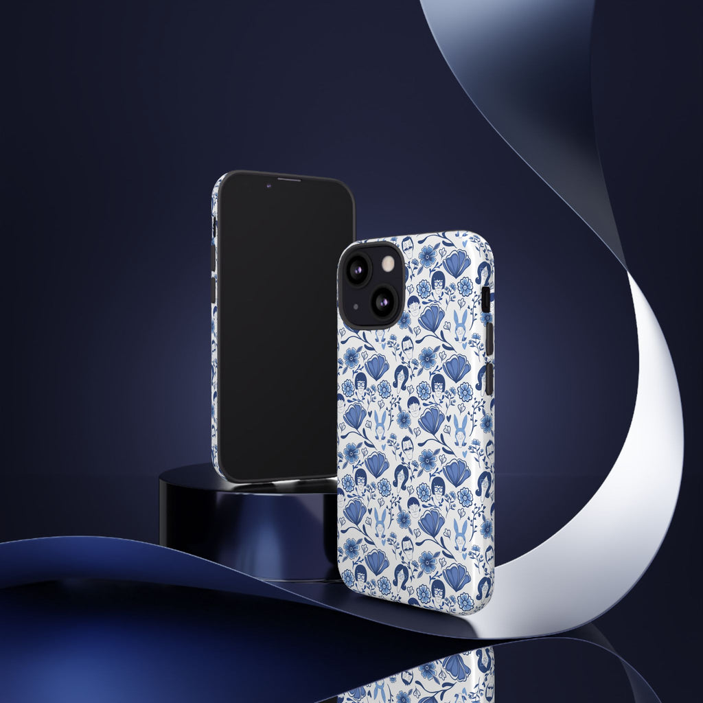 Bob's Burgers Inspired Blue Fine China Floral Tough Phone Case for iPhone, Google, and Samsung