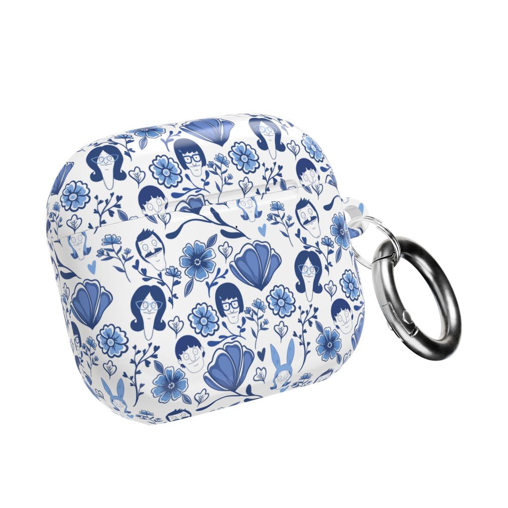 Bobs Burgers Inspired Floral AirPod Cases, Cute Earbud Holder, Blue Flower Protective Cover, Gift for Music Lovers, Trendy Tech Accessory