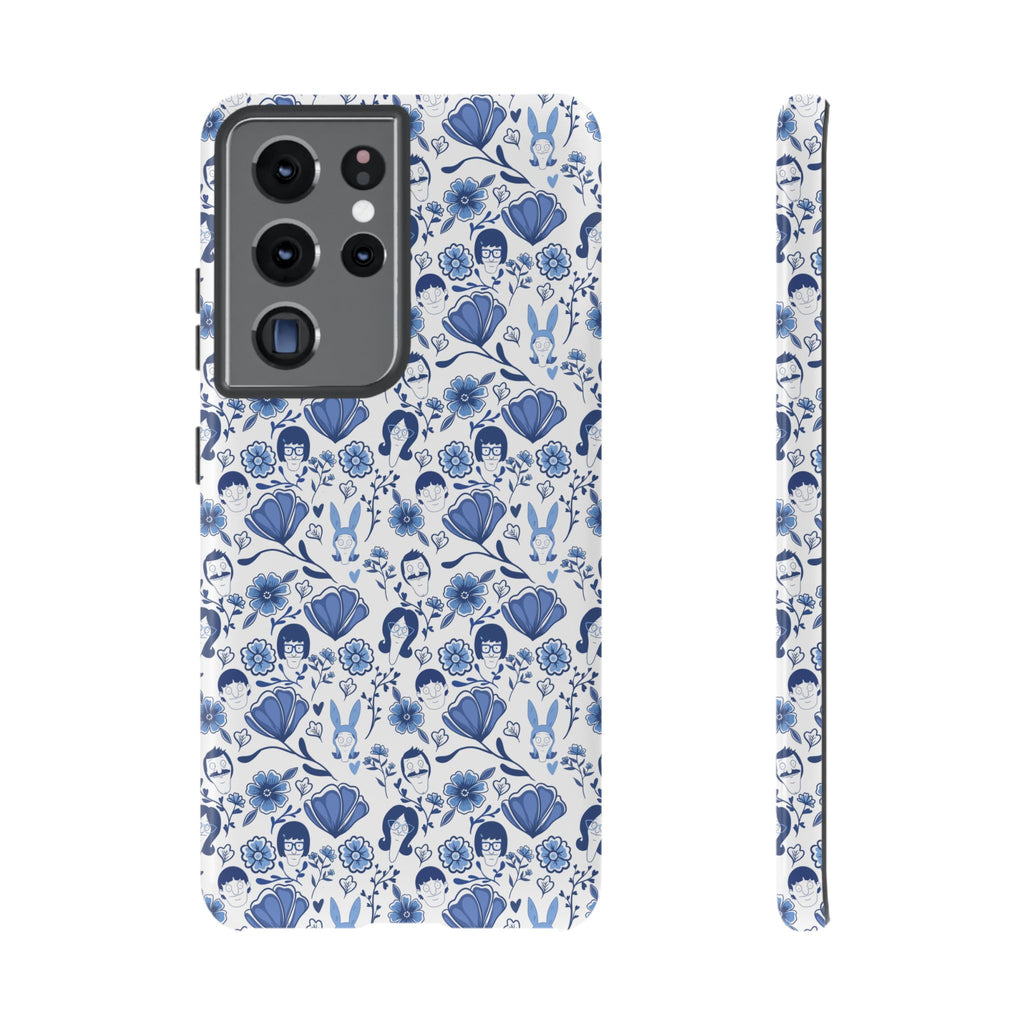 Bob's Burgers Inspired Blue Fine China Floral Tough Phone Case for iPhone, Google, and Samsung