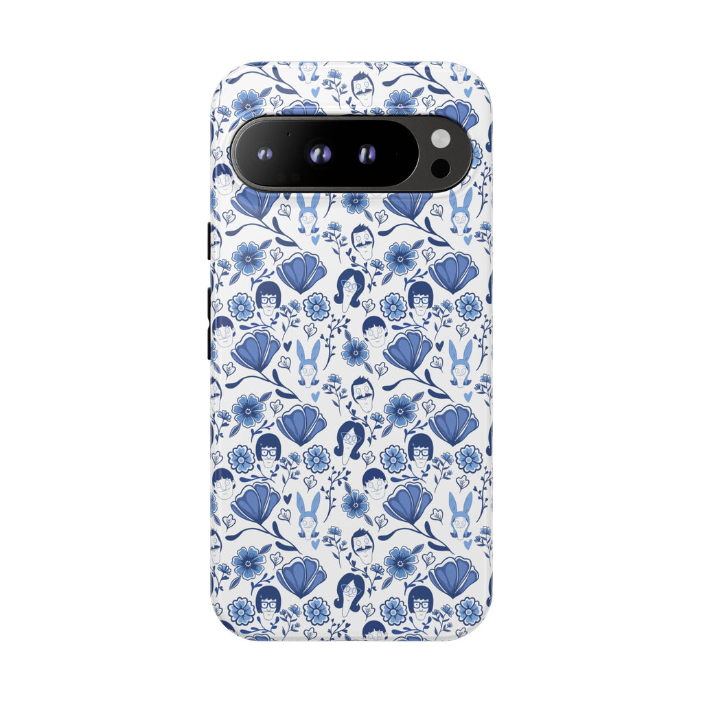 Bob's Burgers Inspired Blue Fine China Floral Tough Phone Case for iPhone, Google, and Samsung
