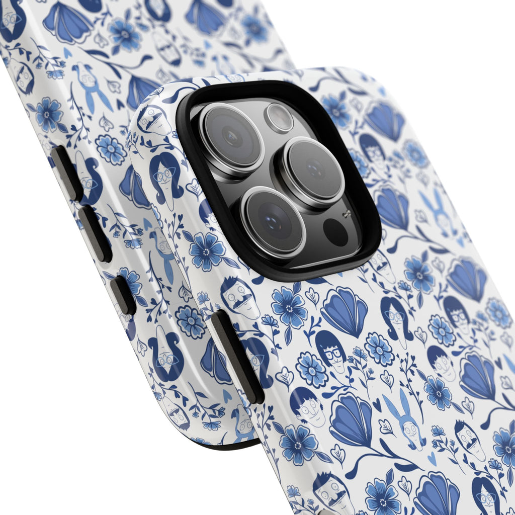 Bob's Burgers Inspired Blue Fine China Floral Tough Phone Case for iPhone, Google, and Samsung