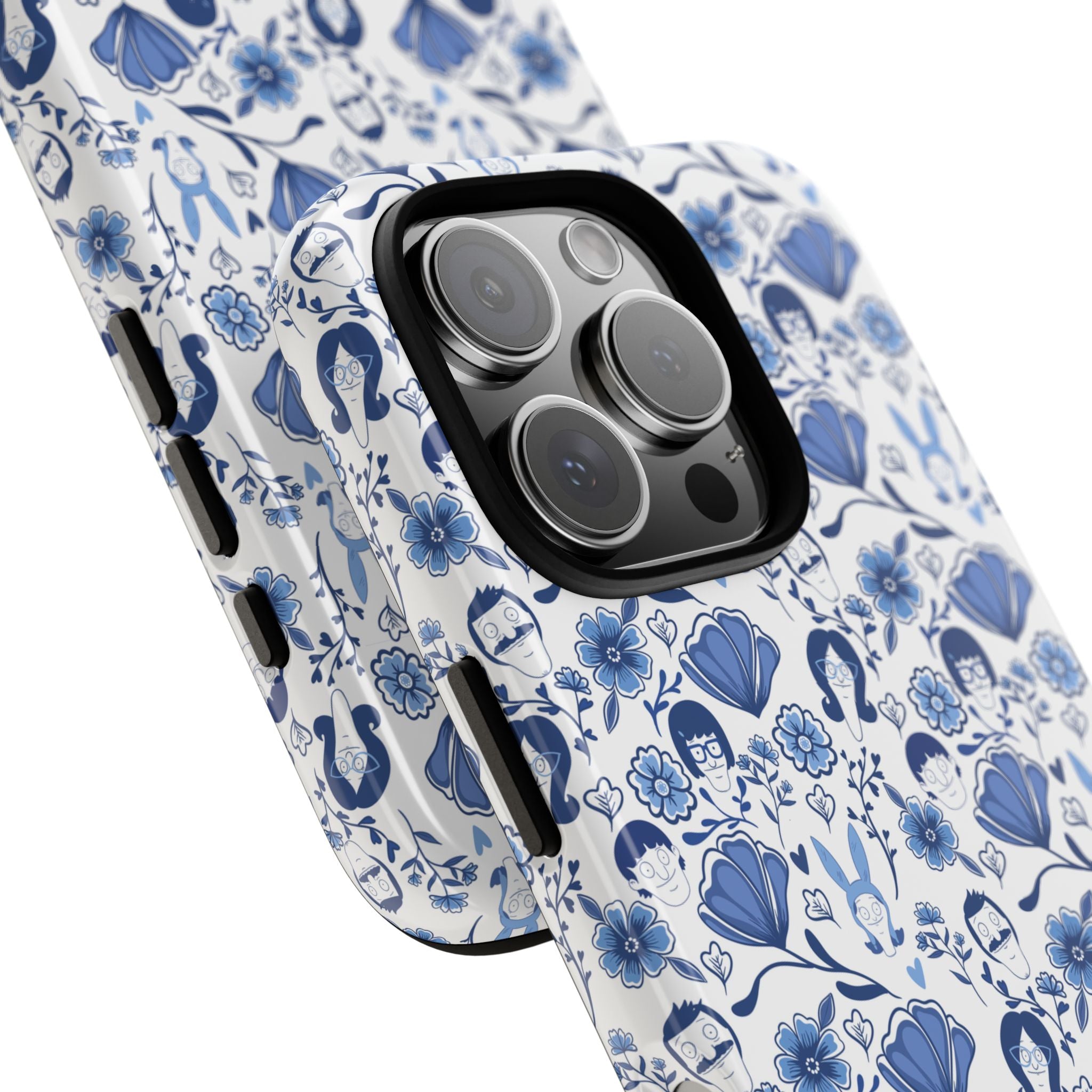 Bob's Burgers Inspired Blue Fine China Floral Tough Phone Case for iPhone, Google, and Samsung