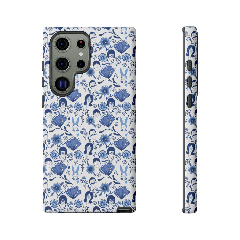 Bob's Burgers Inspired Blue Fine China Floral Tough Phone Case for iPhone, Google, and Samsung