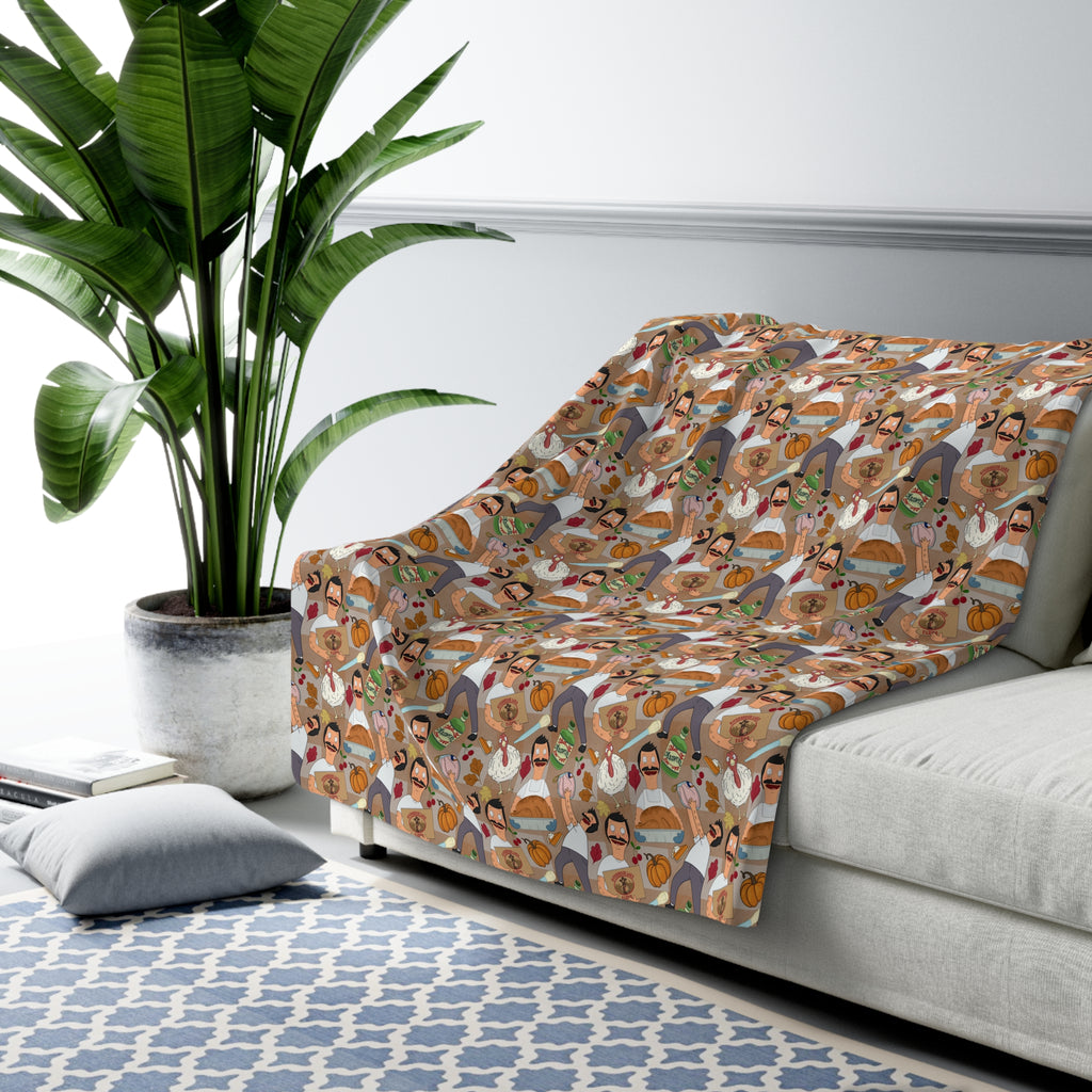 Gingham Thanksgiving Bob Sherpa Fleece Blanket