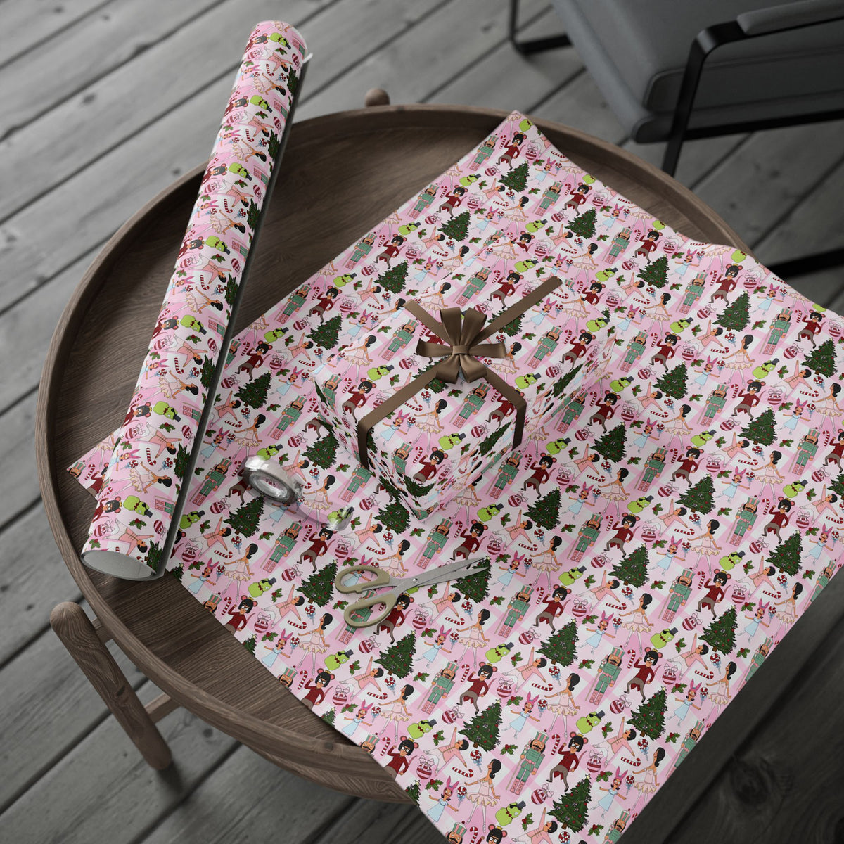 Belcher's Nutcracker Pink Plaid Gift Wrap