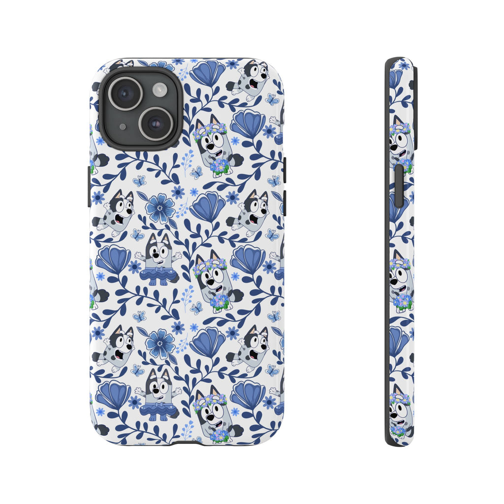 Cute Dog-Themed Phone Case, Floral Phone Cover, Gift for Dog Lovers, Pet Owner Accessories, Trendy Mobile Cases