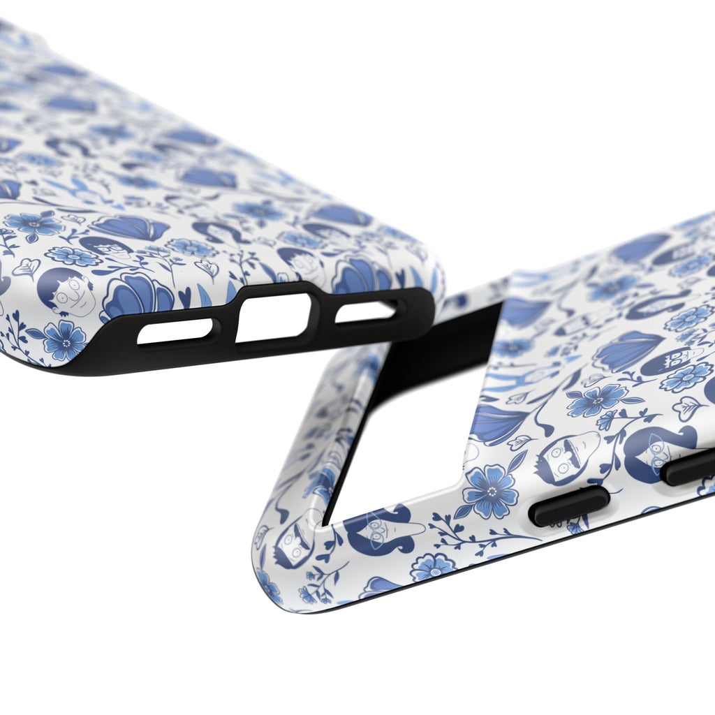 Bob's Burgers Inspired Blue Fine China Floral Tough Phone Case for iPhone, Google, and Samsung