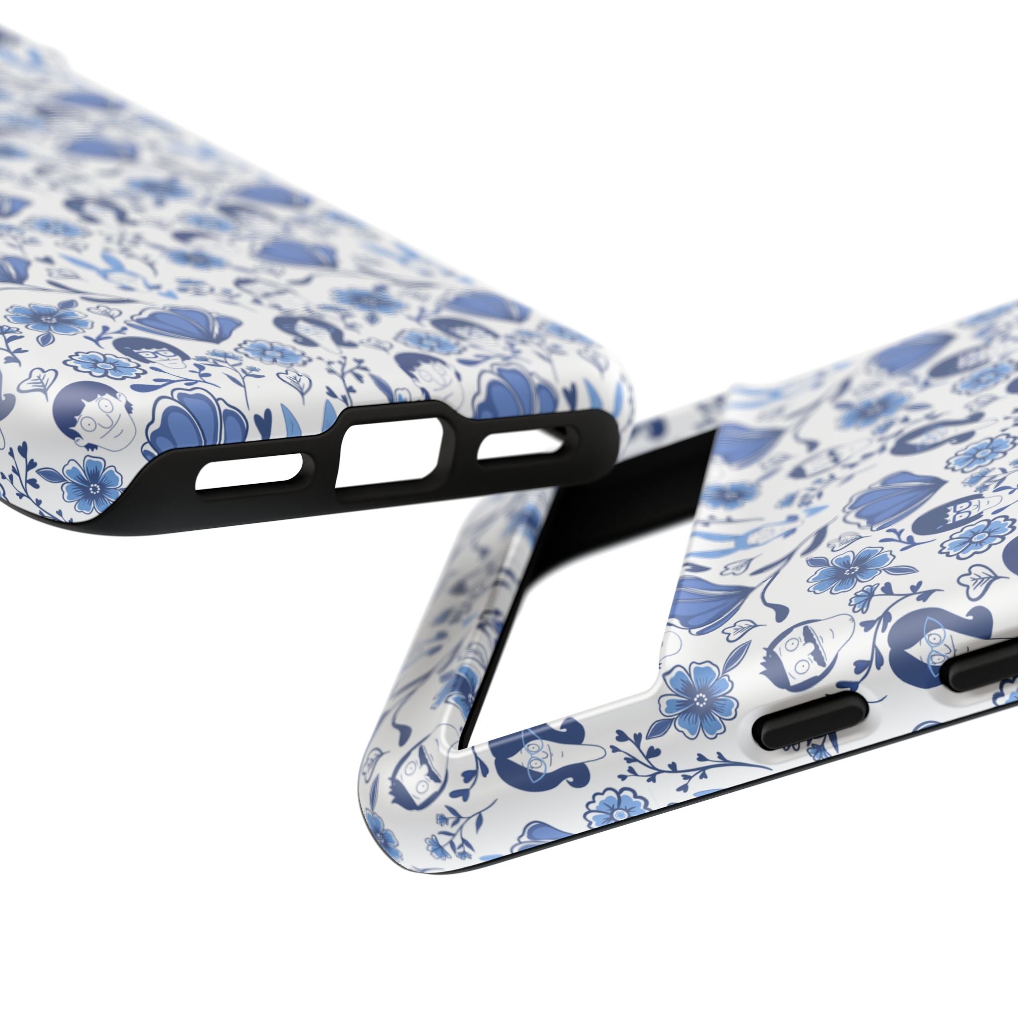 Bob's Burgers Inspired Blue Fine China Floral Tough Phone Case for iPhone, Google, and Samsung