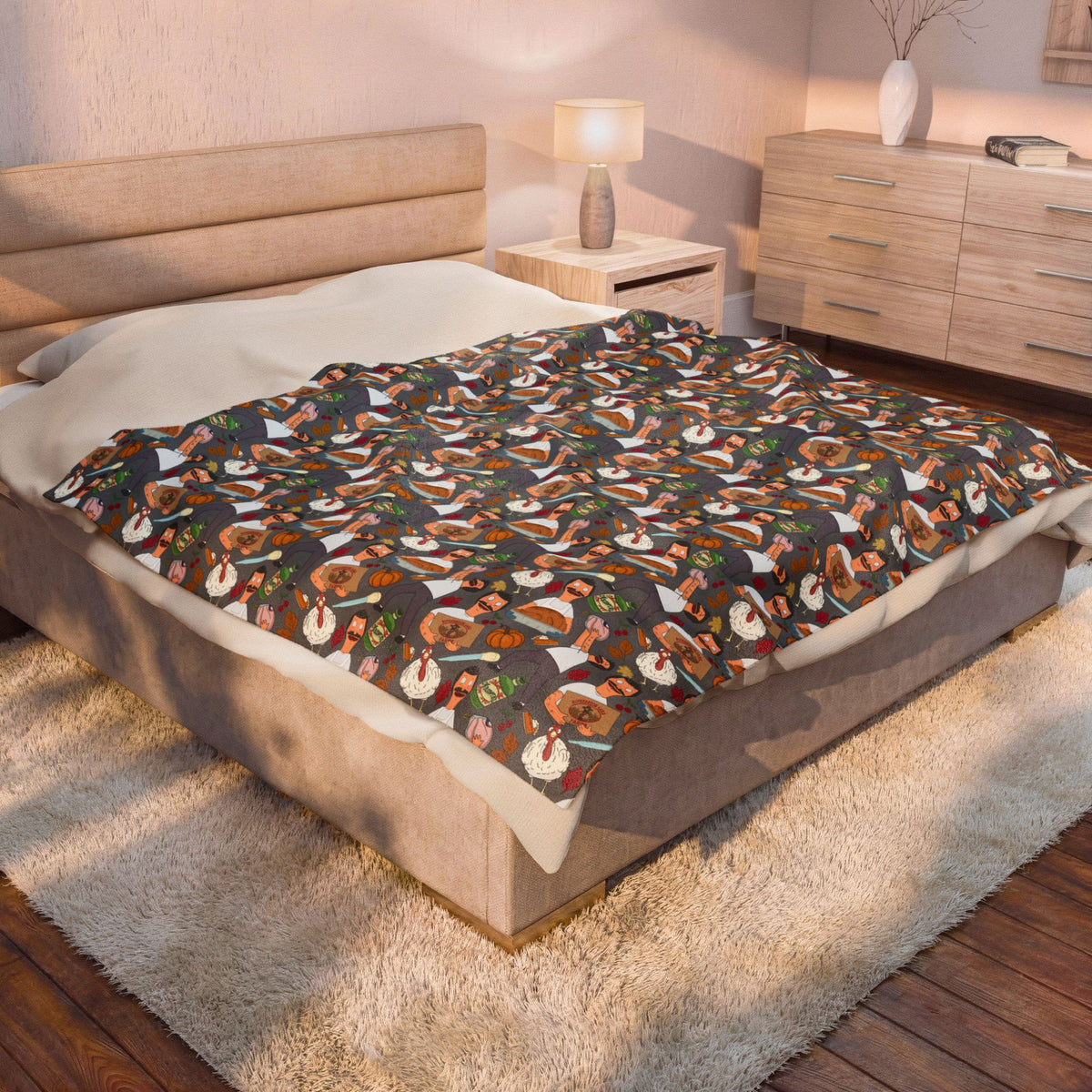Gray Thanksgiving with Bob Cozy Plush Blanket