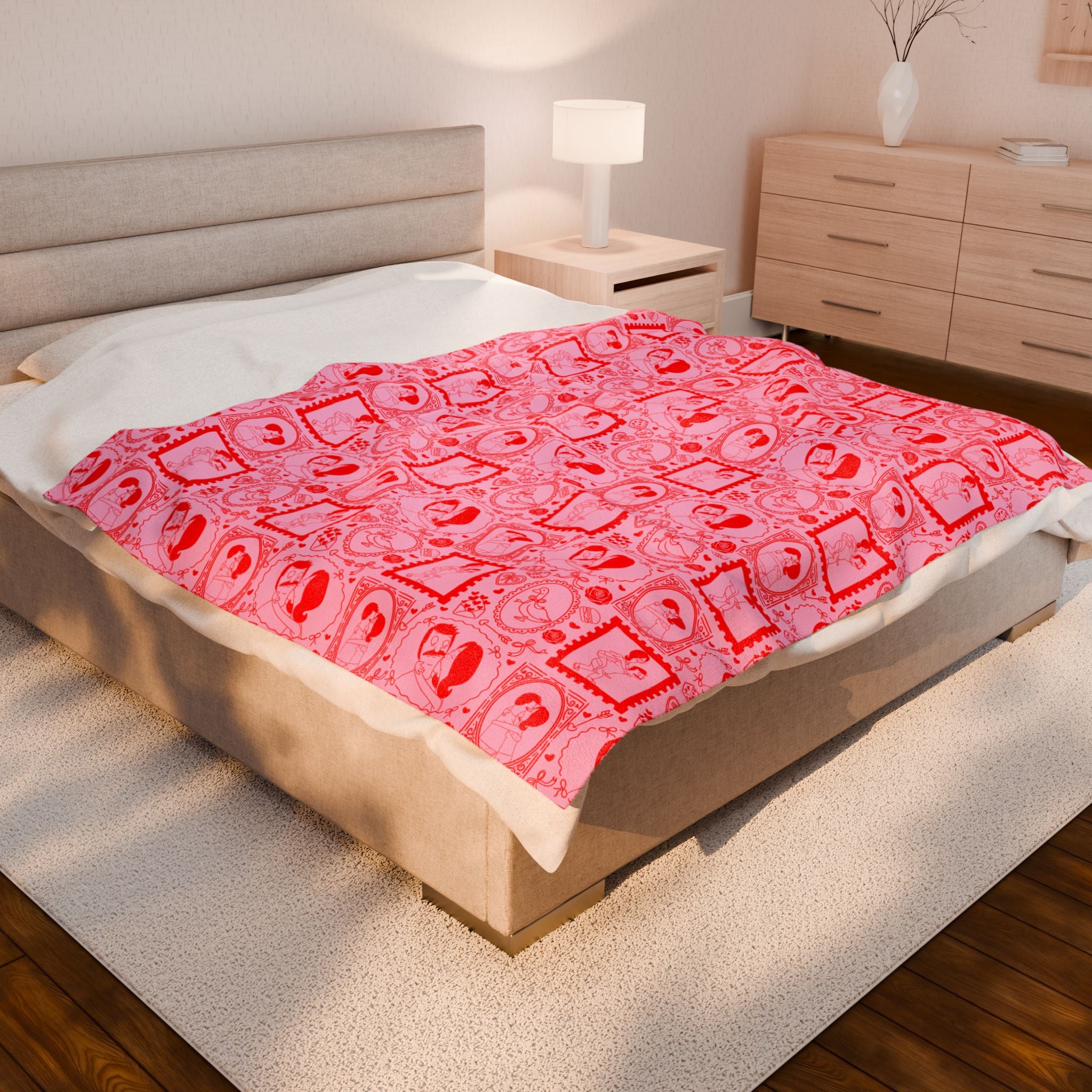Copy of Bob's Burgers Inspired Valentine's Velveteen Plush Blanket-Pink