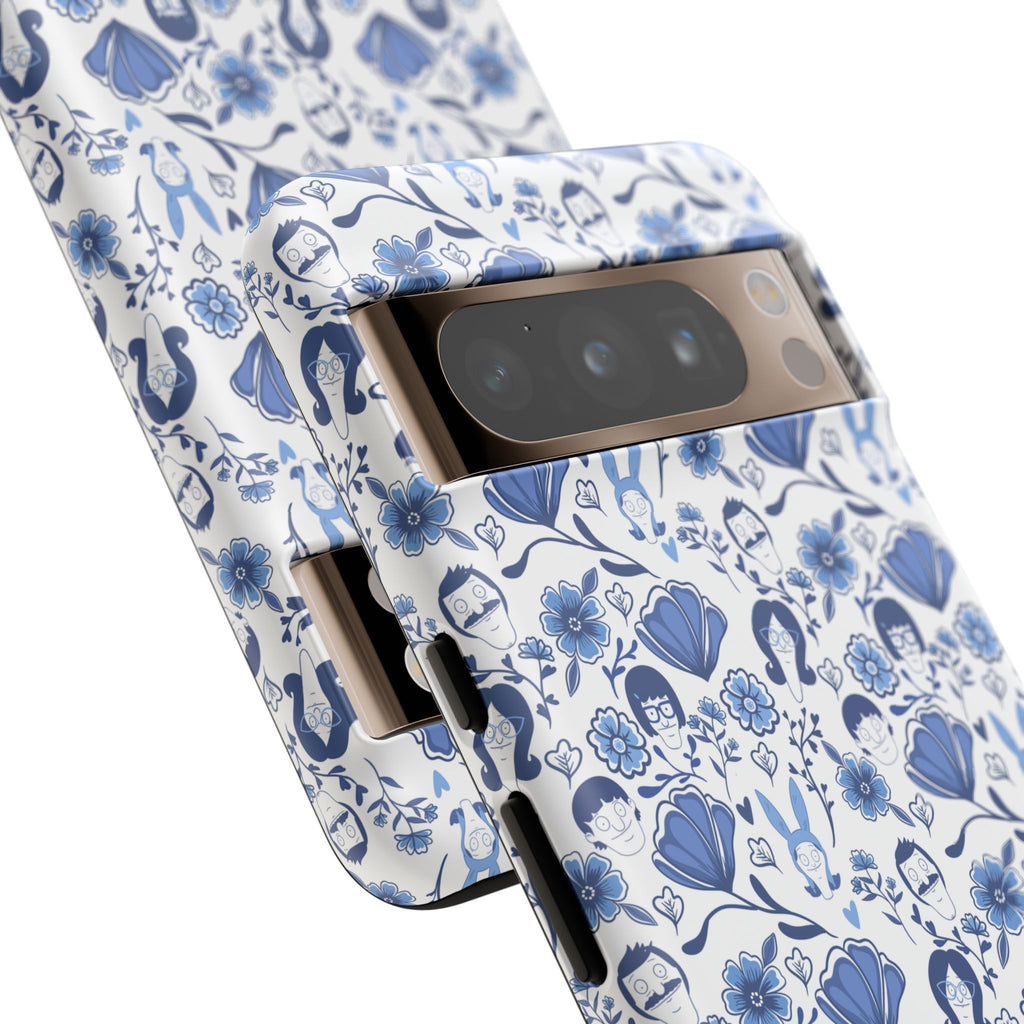 Bob's Burgers Inspired Blue Fine China Floral Tough Phone Case for iPhone, Google, and Samsung