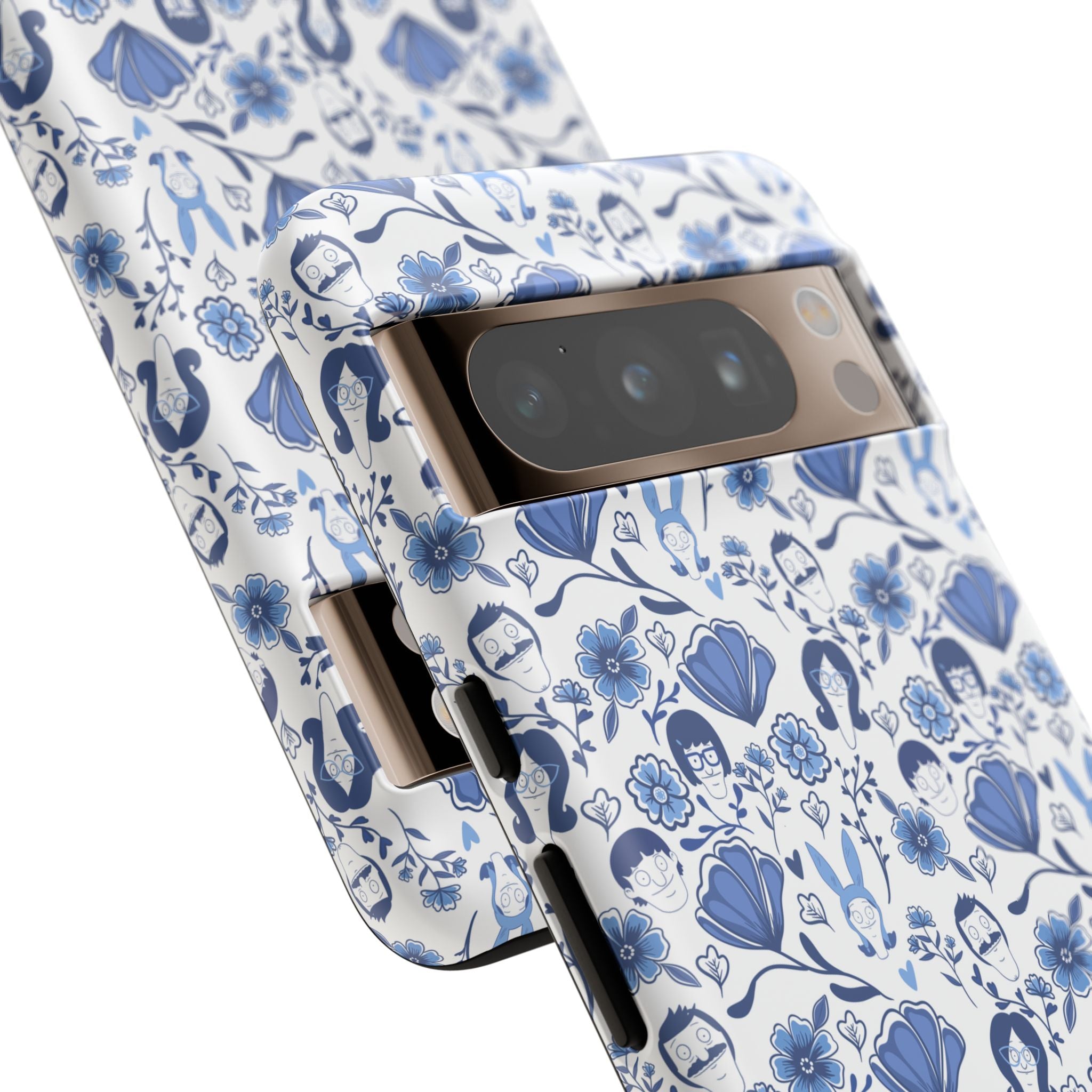 Bob's Burgers Inspired Blue Fine China Floral Tough Phone Case for iPhone, Google, and Samsung