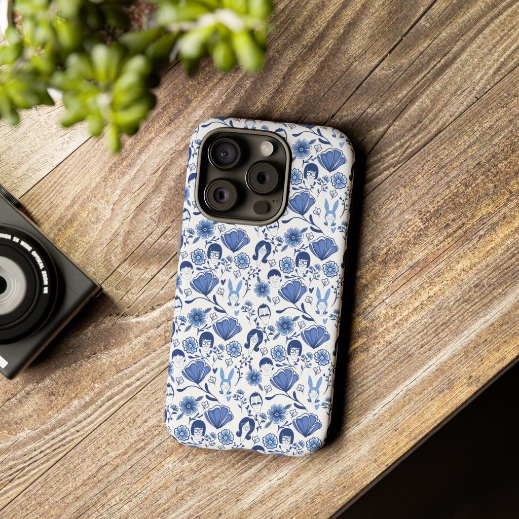 Bob's Burgers Inspired Blue Fine China Floral Tough Phone Case for iPhone, Google, and Samsung