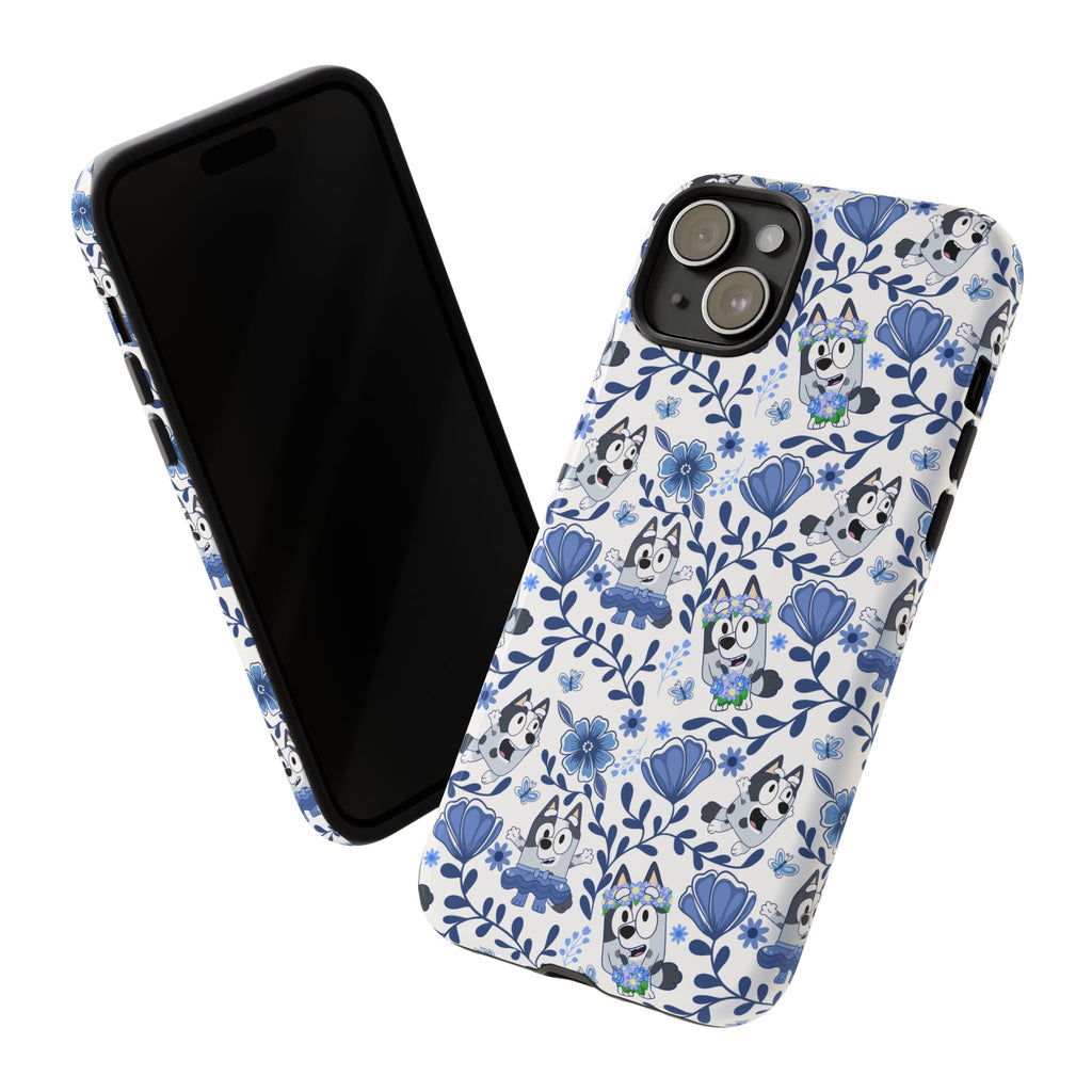 Cute Dog-Themed Phone Case, Floral Phone Cover, Gift for Dog Lovers, Pet Owner Accessories, Trendy Mobile Cases