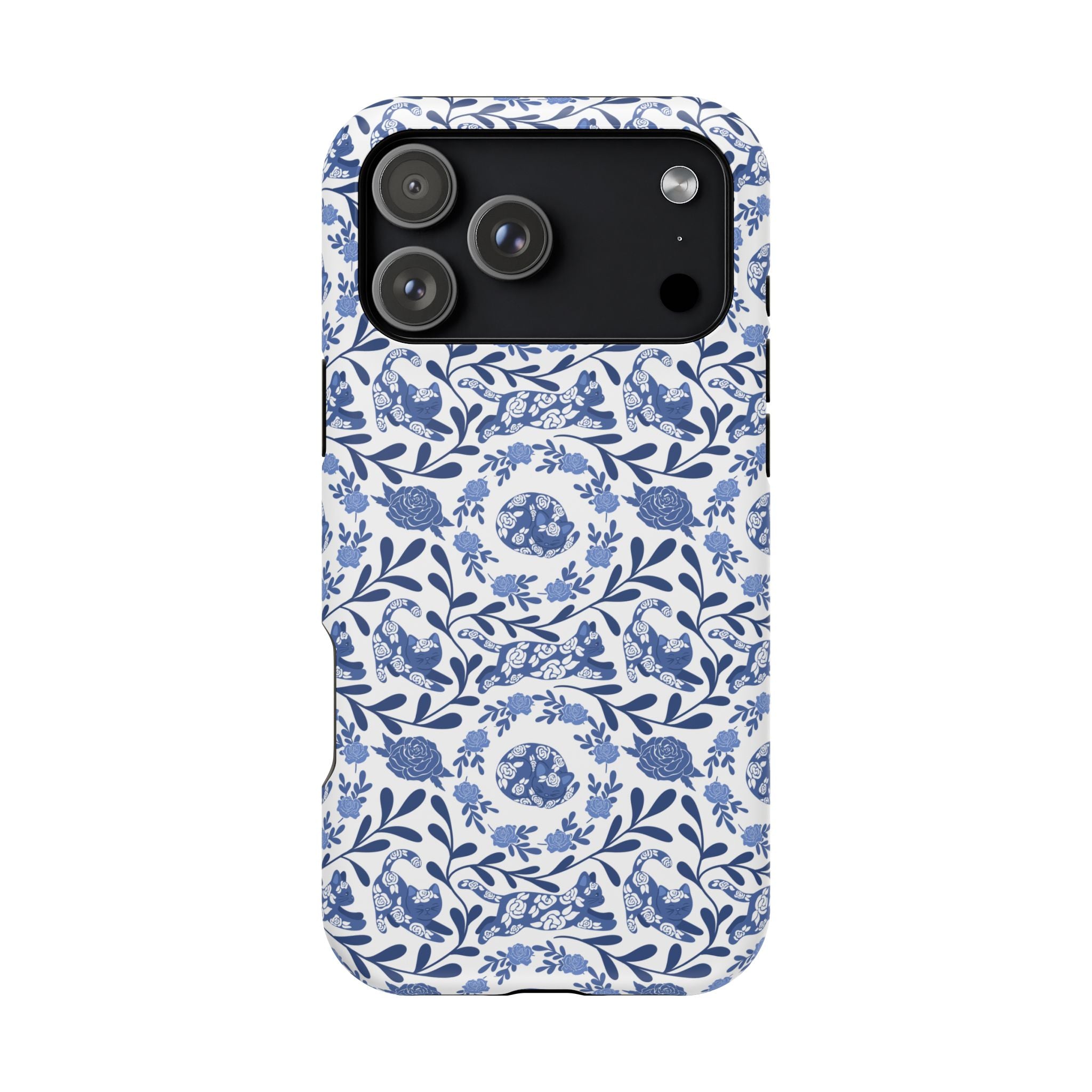Floral Kitty Fine China iPhone Case  – Magnetic Impact-Resistant