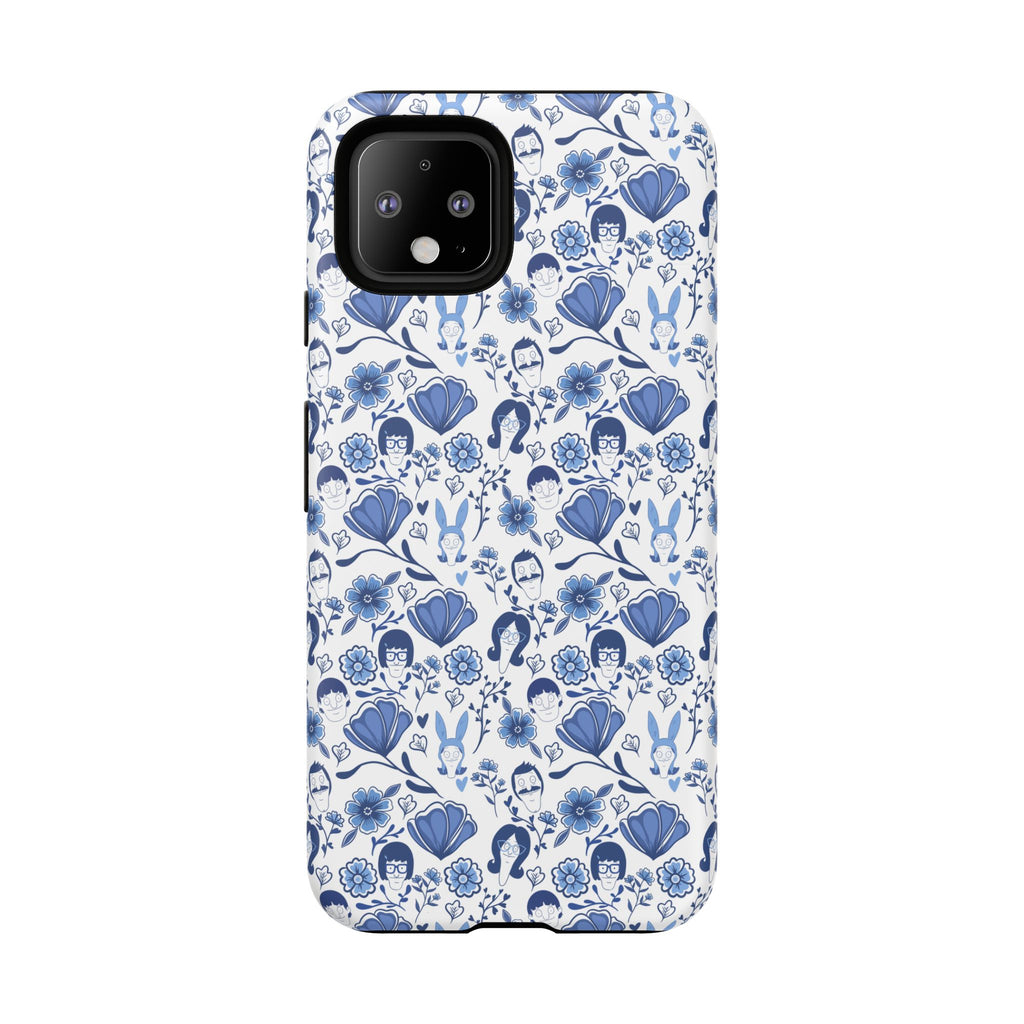 Bob's Burgers Inspired Blue Fine China Floral Tough Phone Case for iPhone, Google, and Samsung