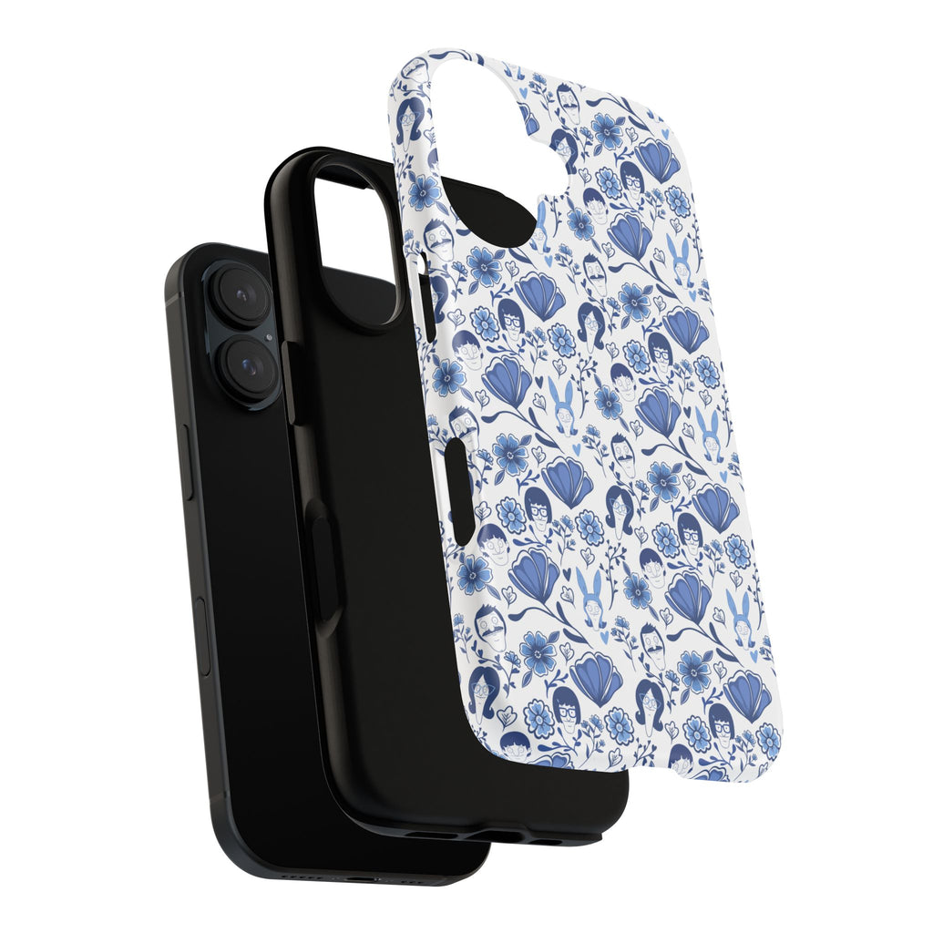 Bob's Burgers Inspired Blue Fine China Floral Tough Phone Case for iPhone, Google, and Samsung