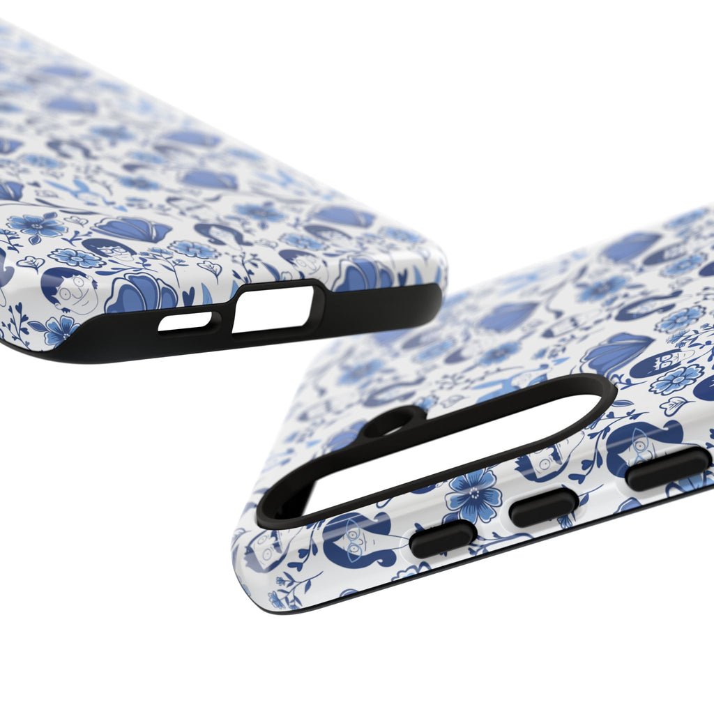 Bob's Burgers Inspired Blue Fine China Floral Tough Phone Case for iPhone, Google, and Samsung