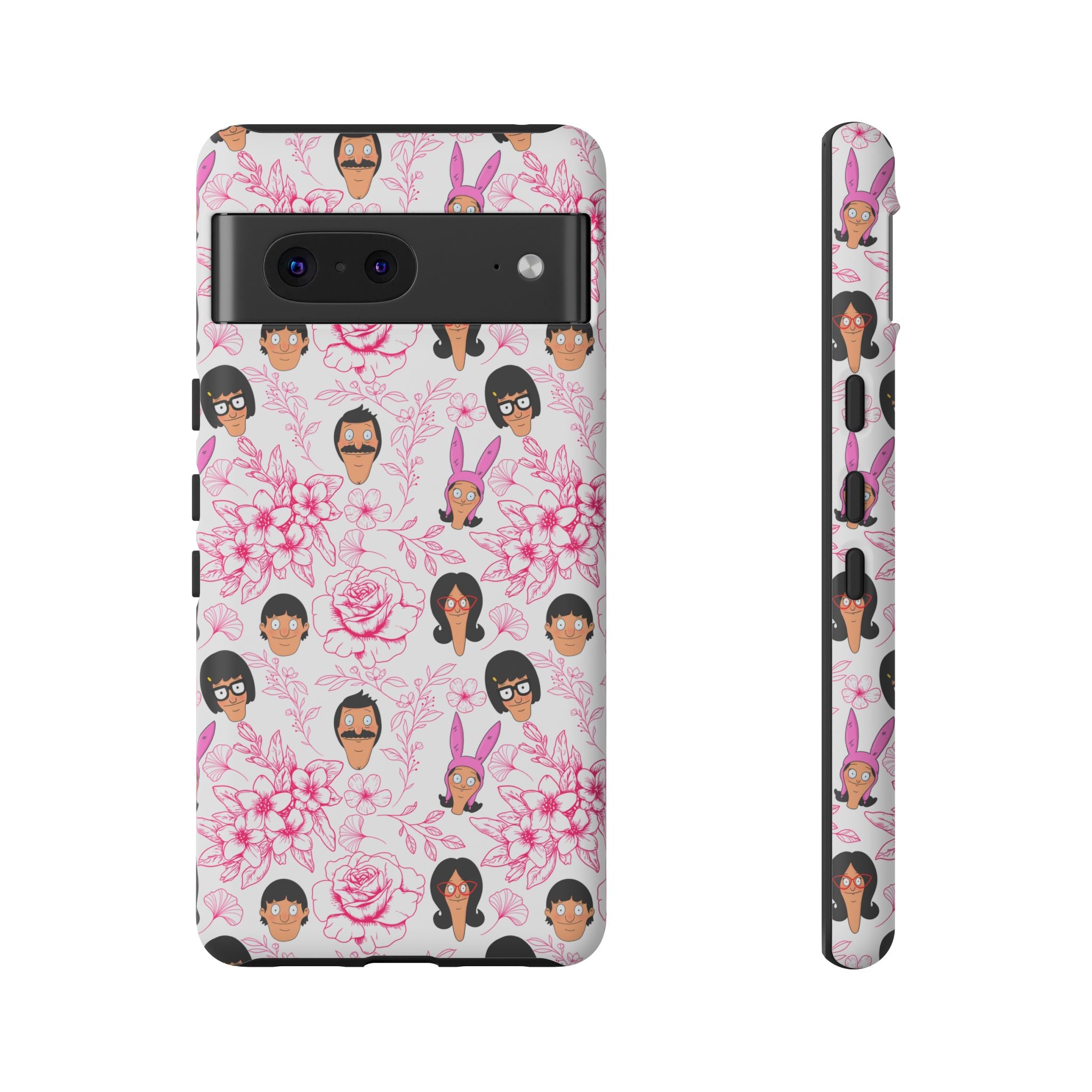 Bob's Burgers inspired Phone Case — Floral Pattern with Character Faces iPhone, Samsung, Google Phones