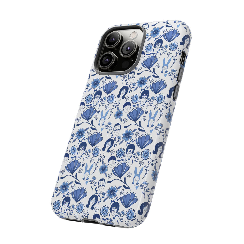 Bob's Burgers Inspired Blue Fine China Floral Tough Phone Case for iPhone, Google, and Samsung