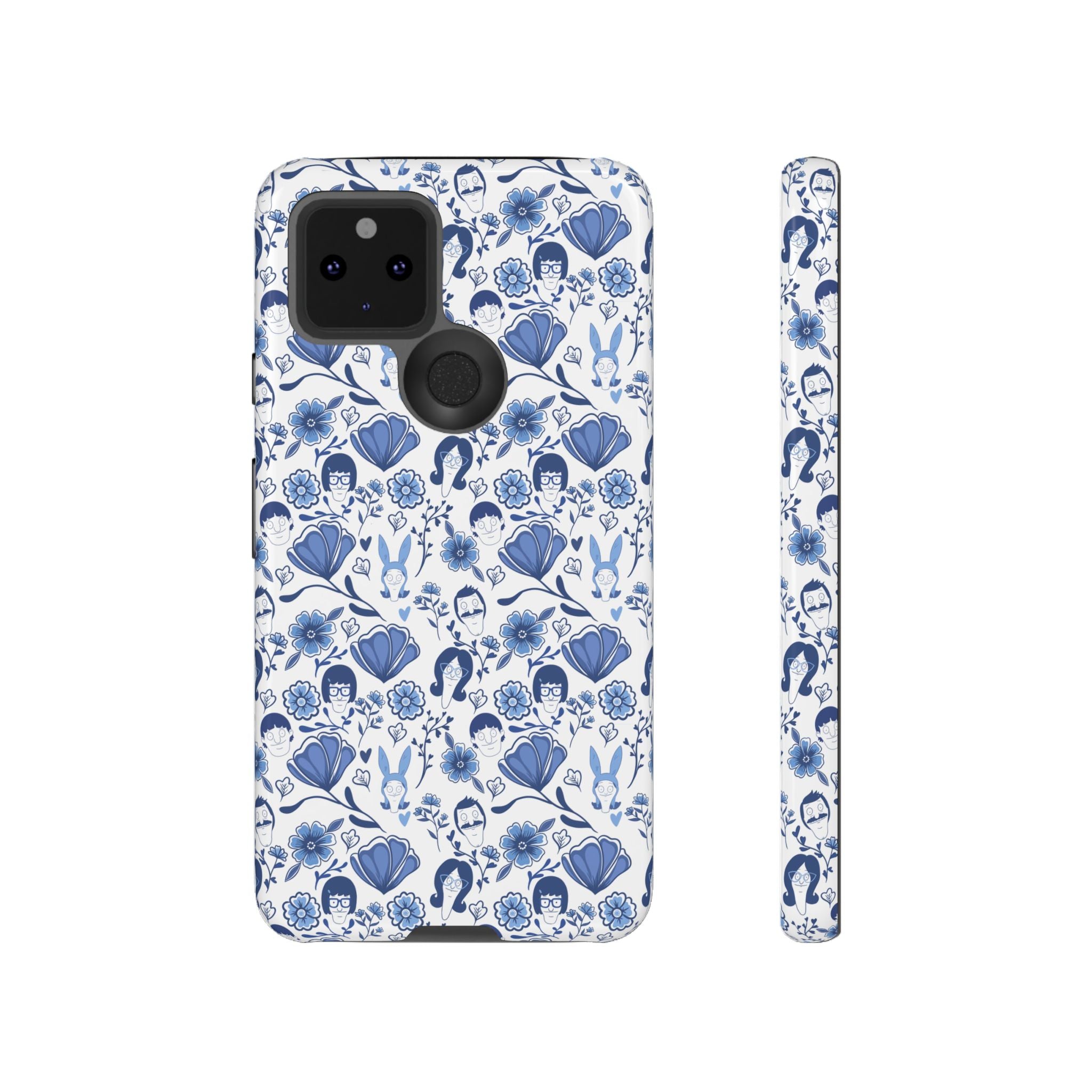 Bob's Burgers Inspired Blue Fine China Floral Tough Phone Case for iPhone, Google, and Samsung