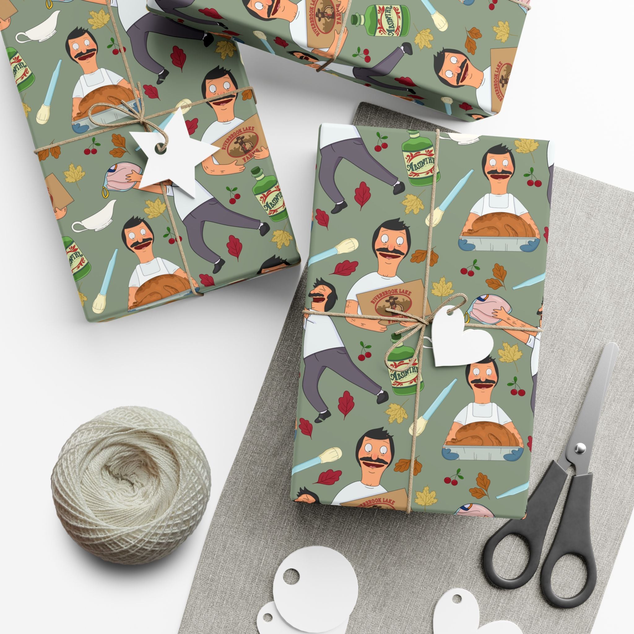 Bob's Burgers Inspired Gift Wrap Paper — Quirky Thanksgiving Bob Pattern