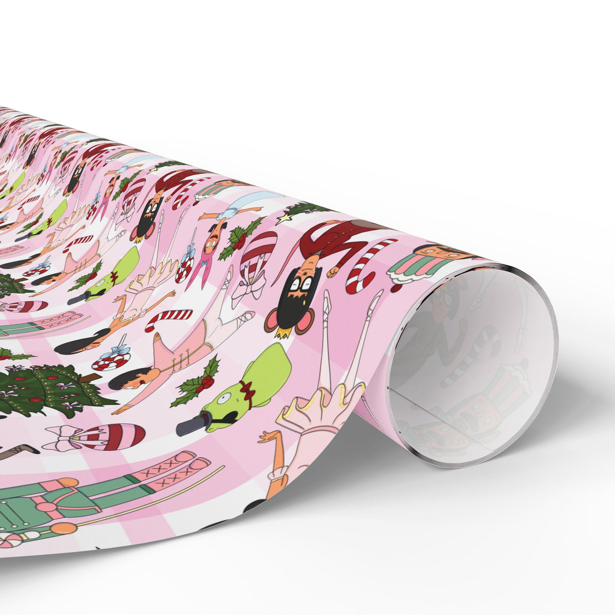 Belcher's Nutcracker Pink Plaid Gift Wrap