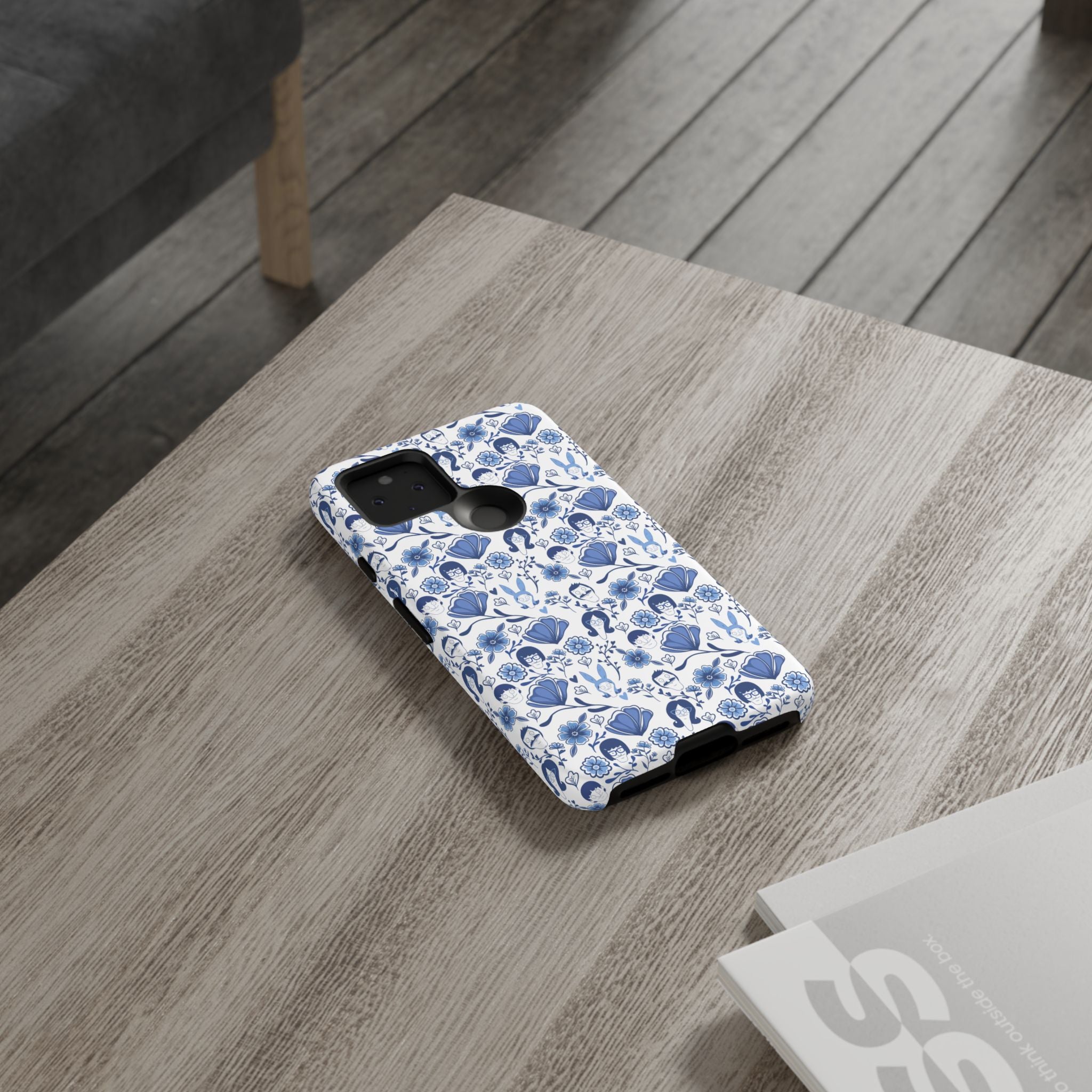 Bob's Burgers Inspired Blue Fine China Floral Tough Phone Case for iPhone, Google, and Samsung