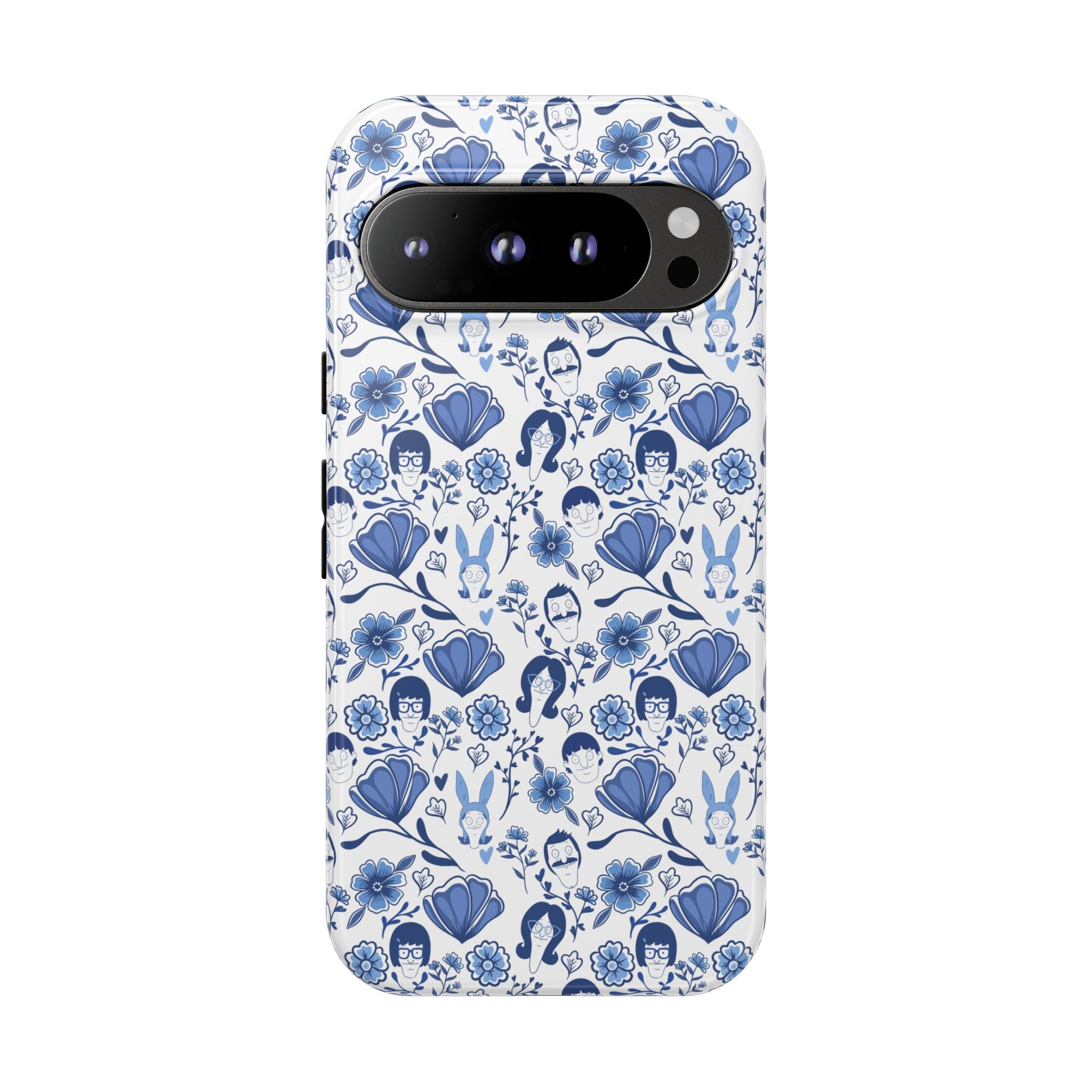 Bob's Burgers Inspired Blue Fine China Floral Tough Phone Case for iPhone, Google, and Samsung