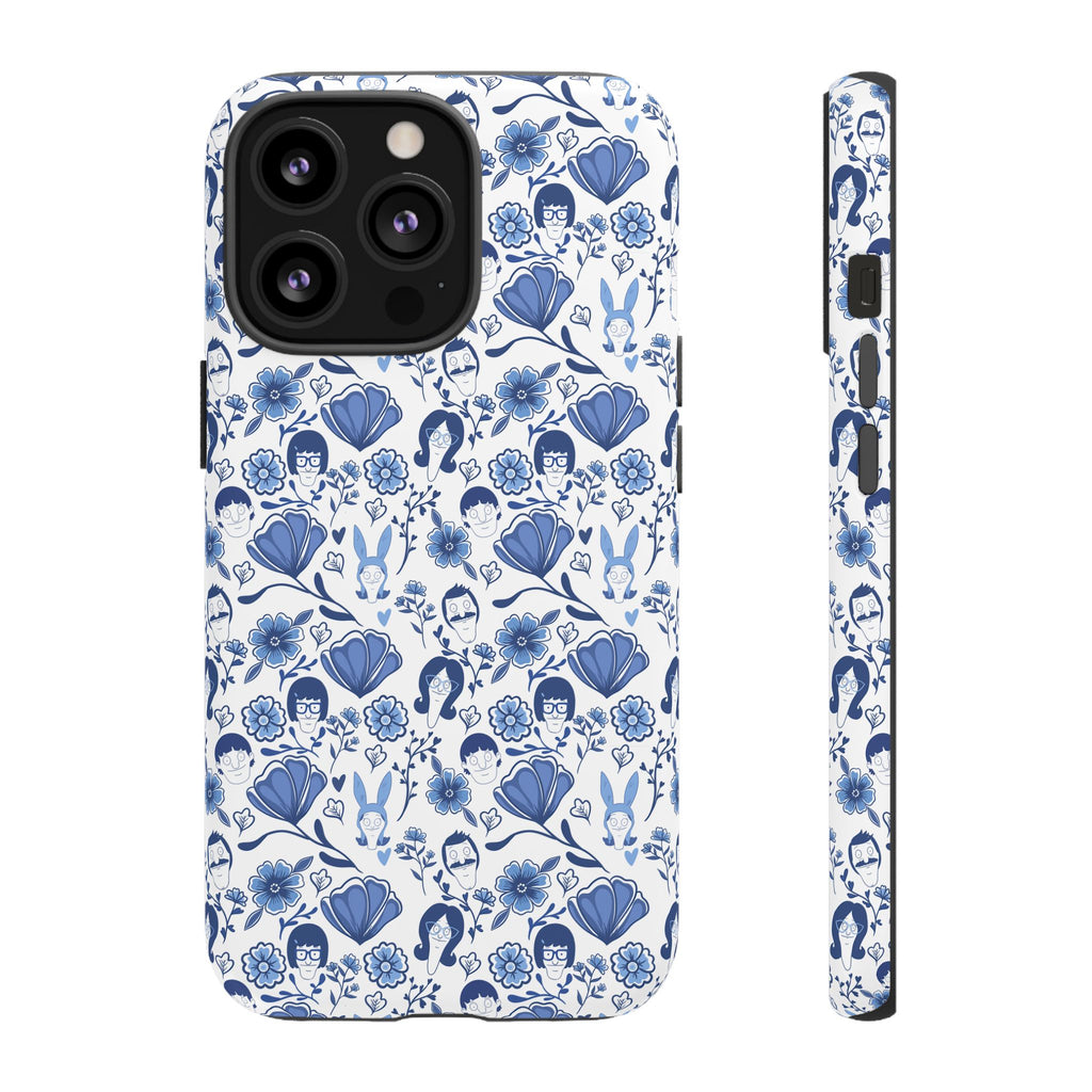 Bob's Burgers Inspired Blue Fine China Floral Tough Phone Case for iPhone, Google, and Samsung