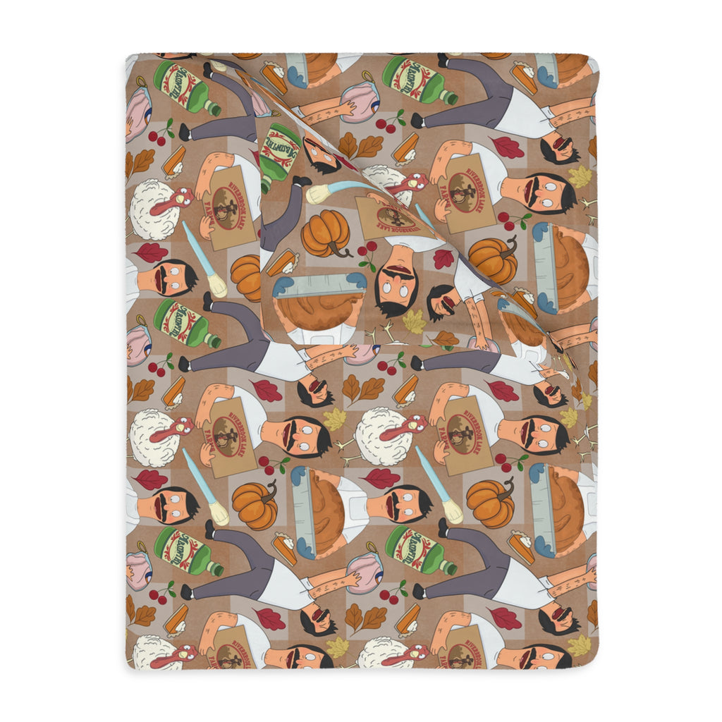 Gingham Thanksgiving Bob Velveteen Blanket (Double Side Print)