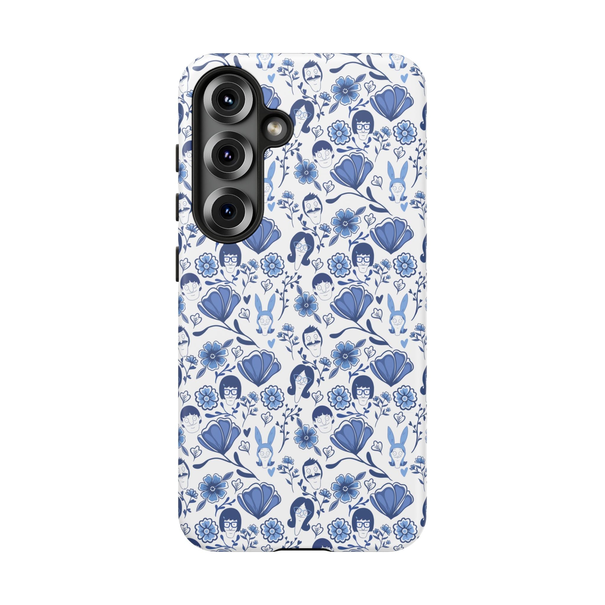 Bob's Burgers Inspired Blue Fine China Floral Tough Phone Case for iPhone, Google, and Samsung