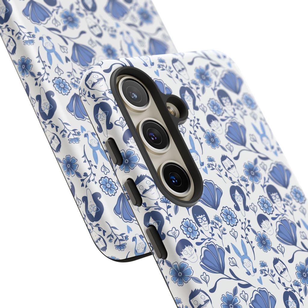 Bob's Burgers Inspired Blue Fine China Floral Tough Phone Case for iPhone, Google, and Samsung