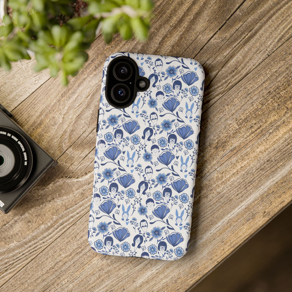 Bob's Burgers Inspired Blue Fine China Floral Tough Phone Case for iPhone, Google, and Samsung