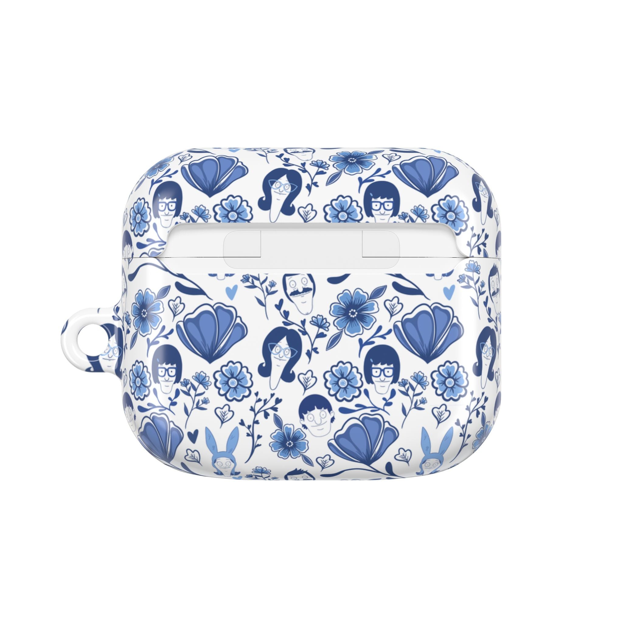 Bobs Burgers Inspired Floral AirPod Cases, Cute Earbud Holder, Blue Flower Protective Cover, Gift for Music Lovers, Trendy Tech Accessory