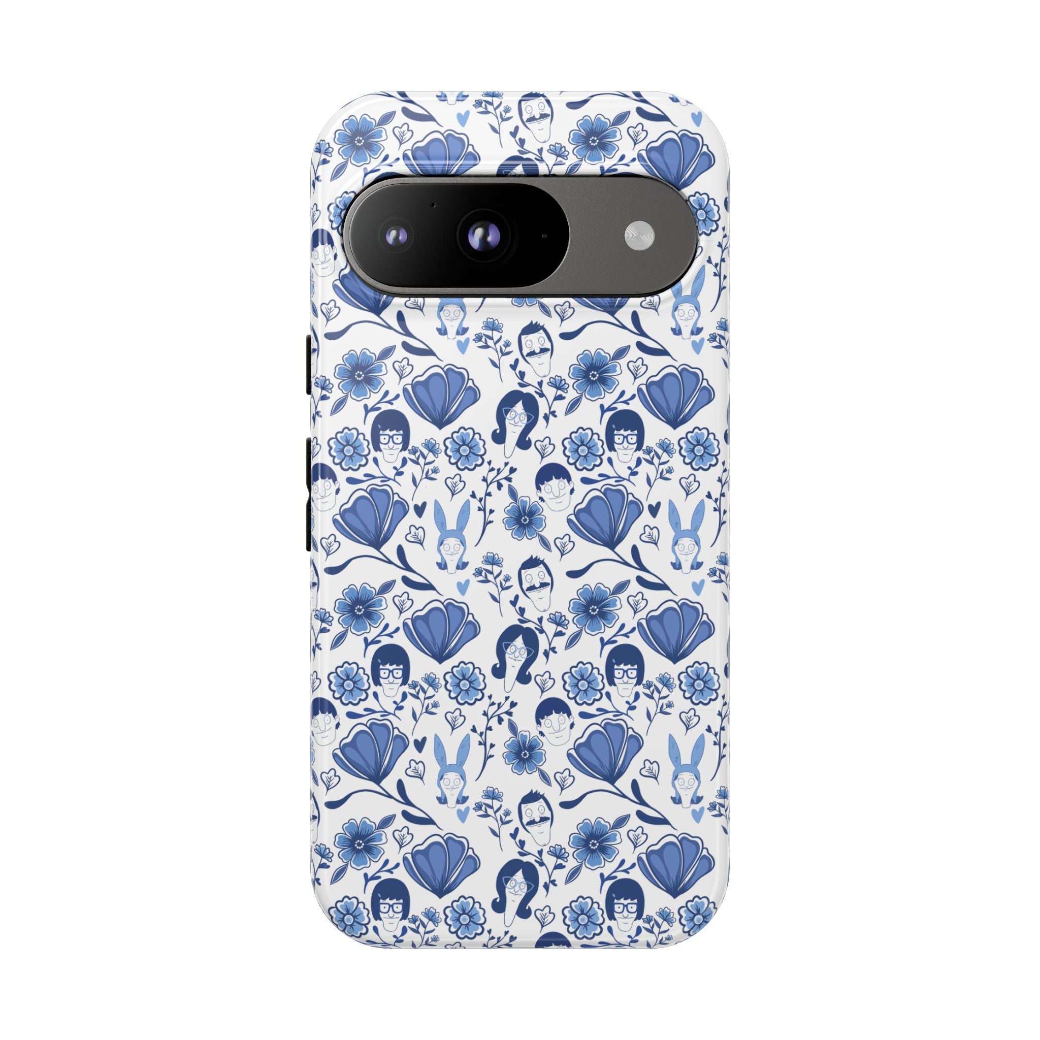 Bob's Burgers Inspired Blue Fine China Floral Tough Phone Case for iPhone, Google, and Samsung