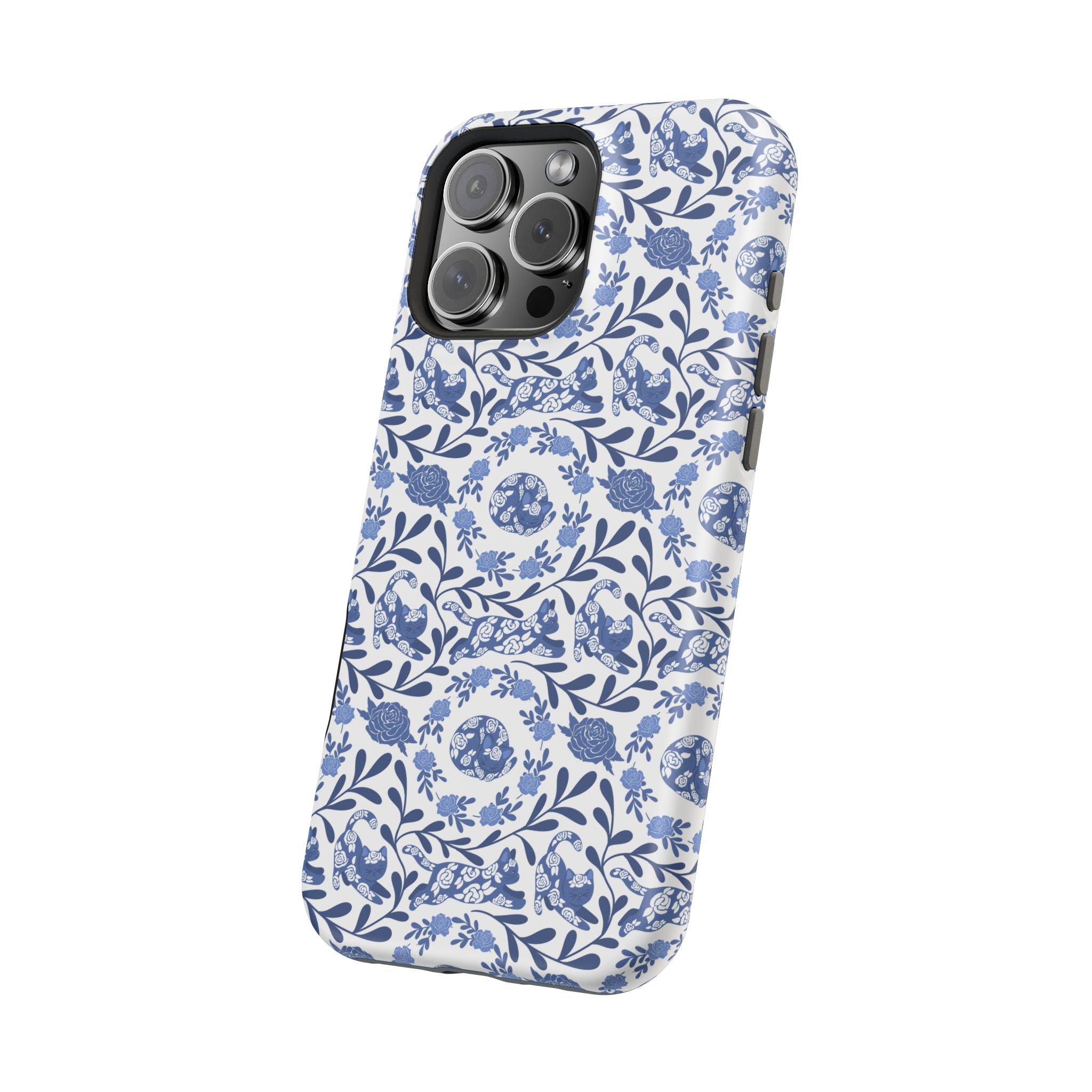 Floral Kitty Fine China iPhone Case  – Magnetic Impact-Resistant