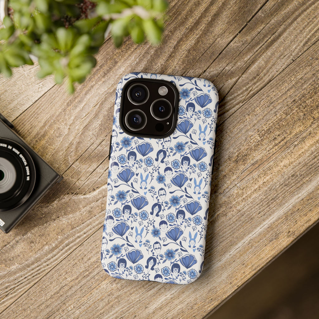 Bob's Burgers Inspired Blue Fine China Floral Tough Phone Case for iPhone, Google, and Samsung