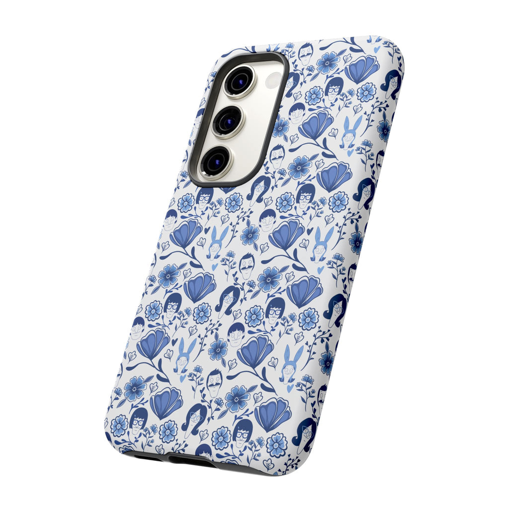 Bob's Burgers Inspired Blue Fine China Floral Tough Phone Case for iPhone, Google, and Samsung