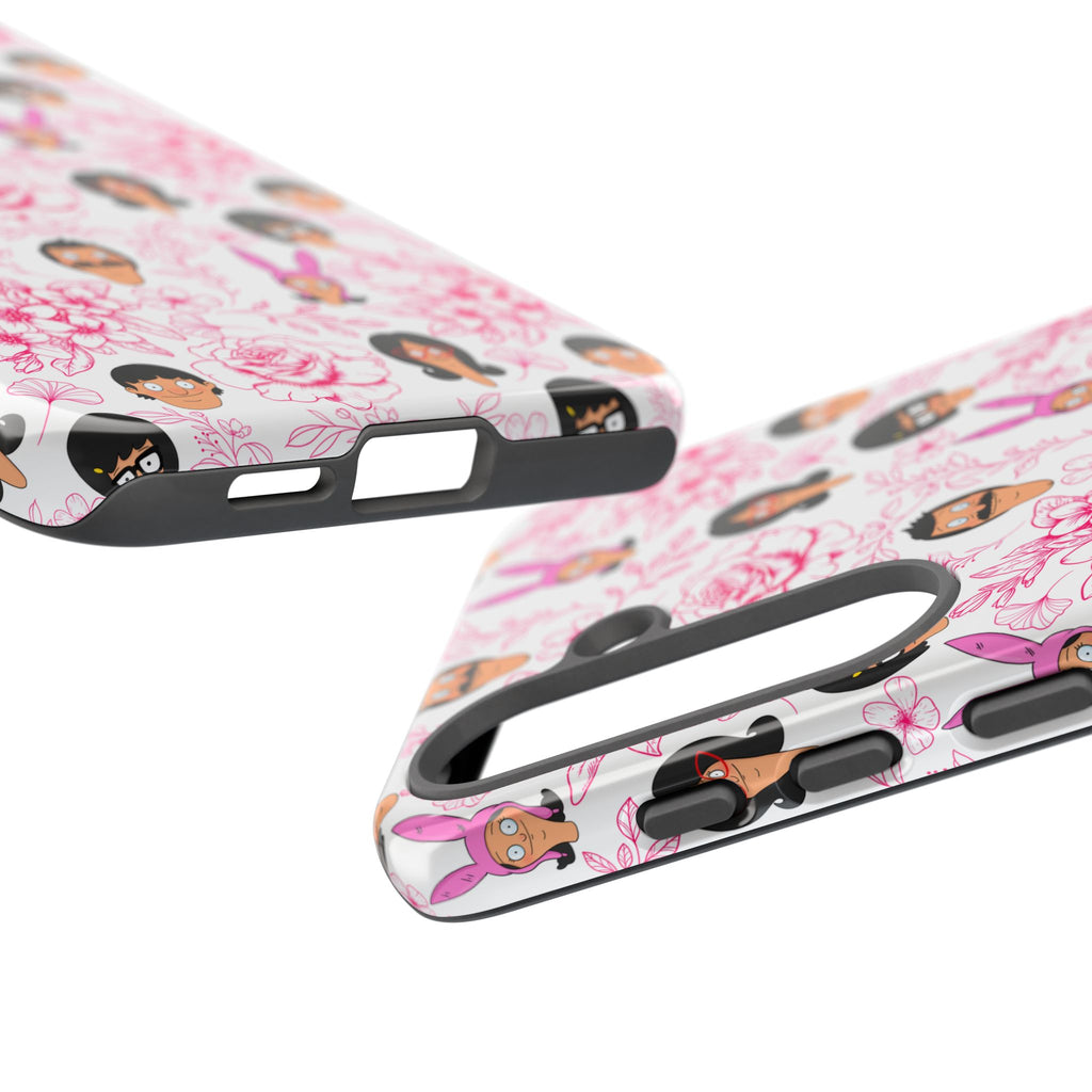 Bob's Burgers inspired Phone Case — Floral Pattern with Character Faces iPhone, Samsung, Google Phones