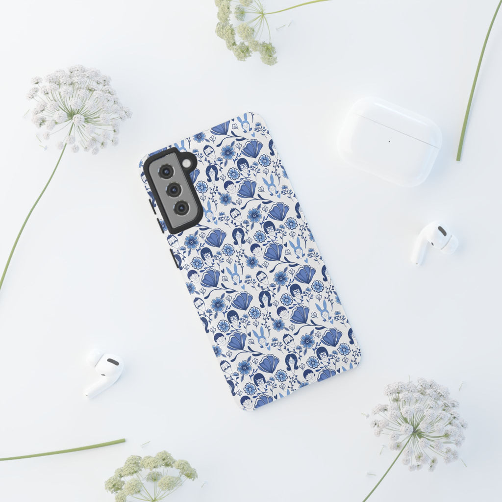 Bob's Burgers Inspired Blue Fine China Floral Tough Phone Case for iPhone, Google, and Samsung