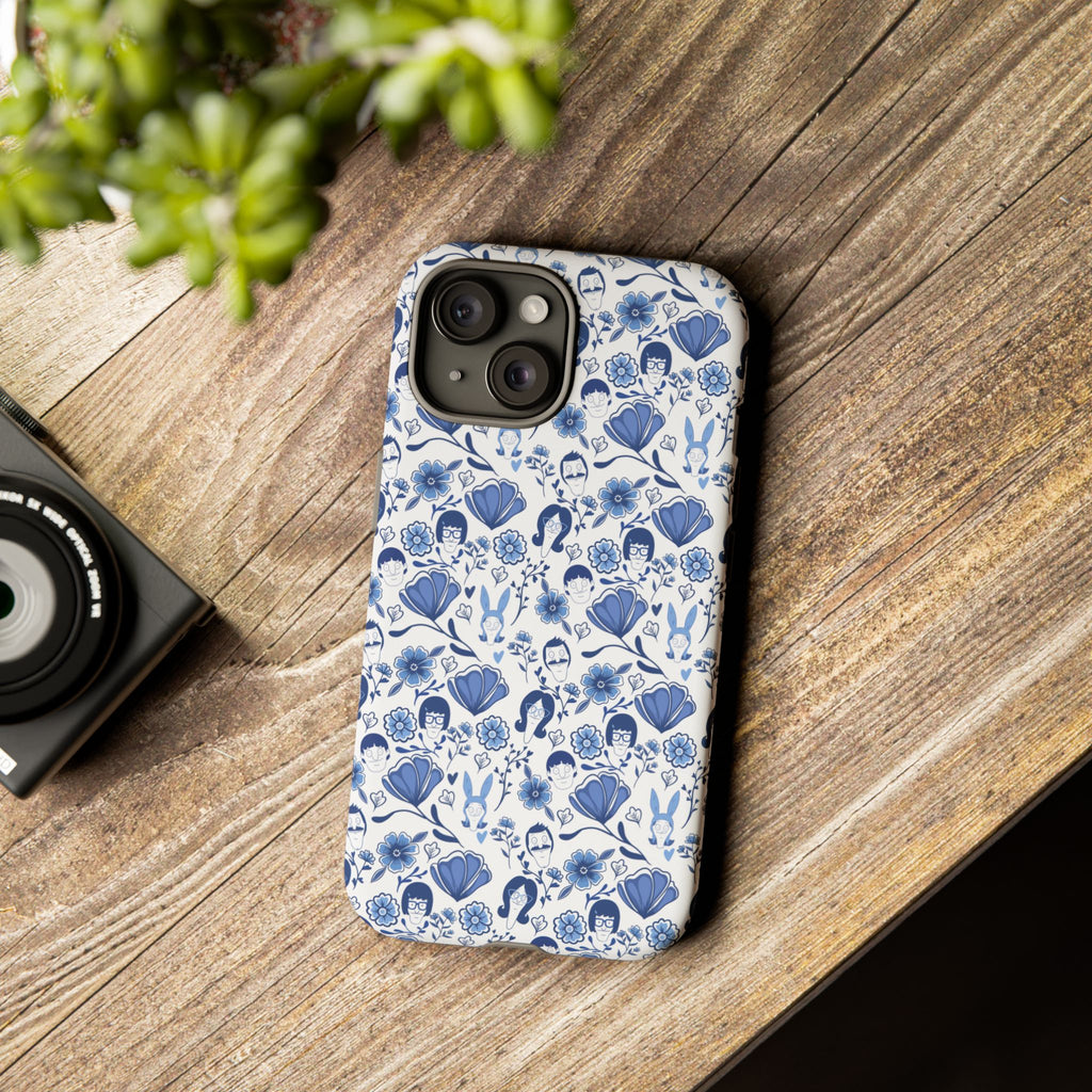 Bob's Burgers Inspired Blue Fine China Floral Tough Phone Case for iPhone, Google, and Samsung
