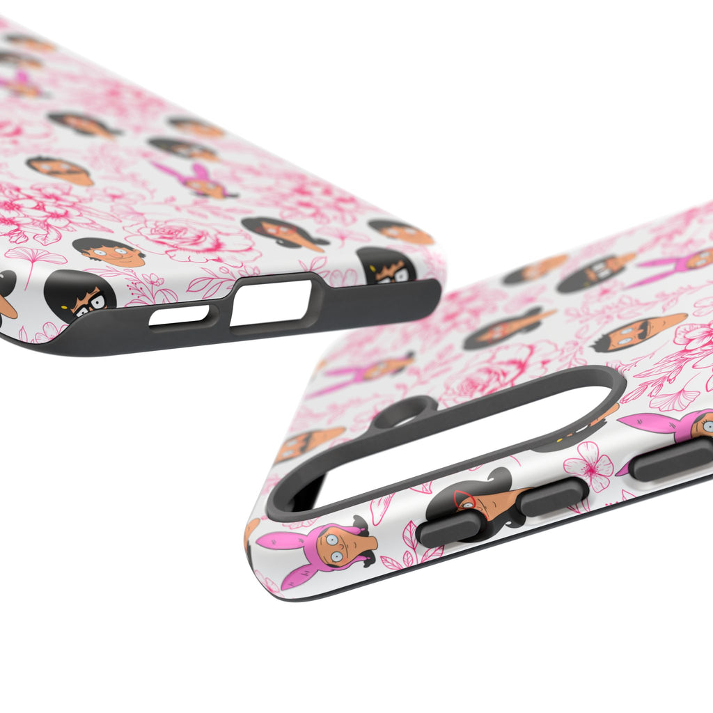 Bob's Burgers inspired Phone Case — Floral Pattern with Character Faces iPhone, Samsung, Google Phones